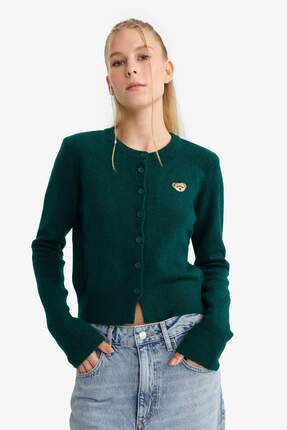 Slim Fit Dar Kesim Bisiklet Yaka Düğmeli Hırka F1744AX25WN Image 2