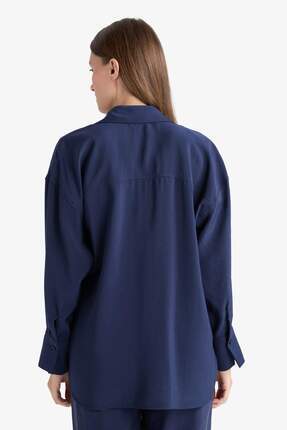 Relax Fit Modal Önden Bağlamalı Uzun Kollu Gömlek Tunik F1358AX25AU Image 5