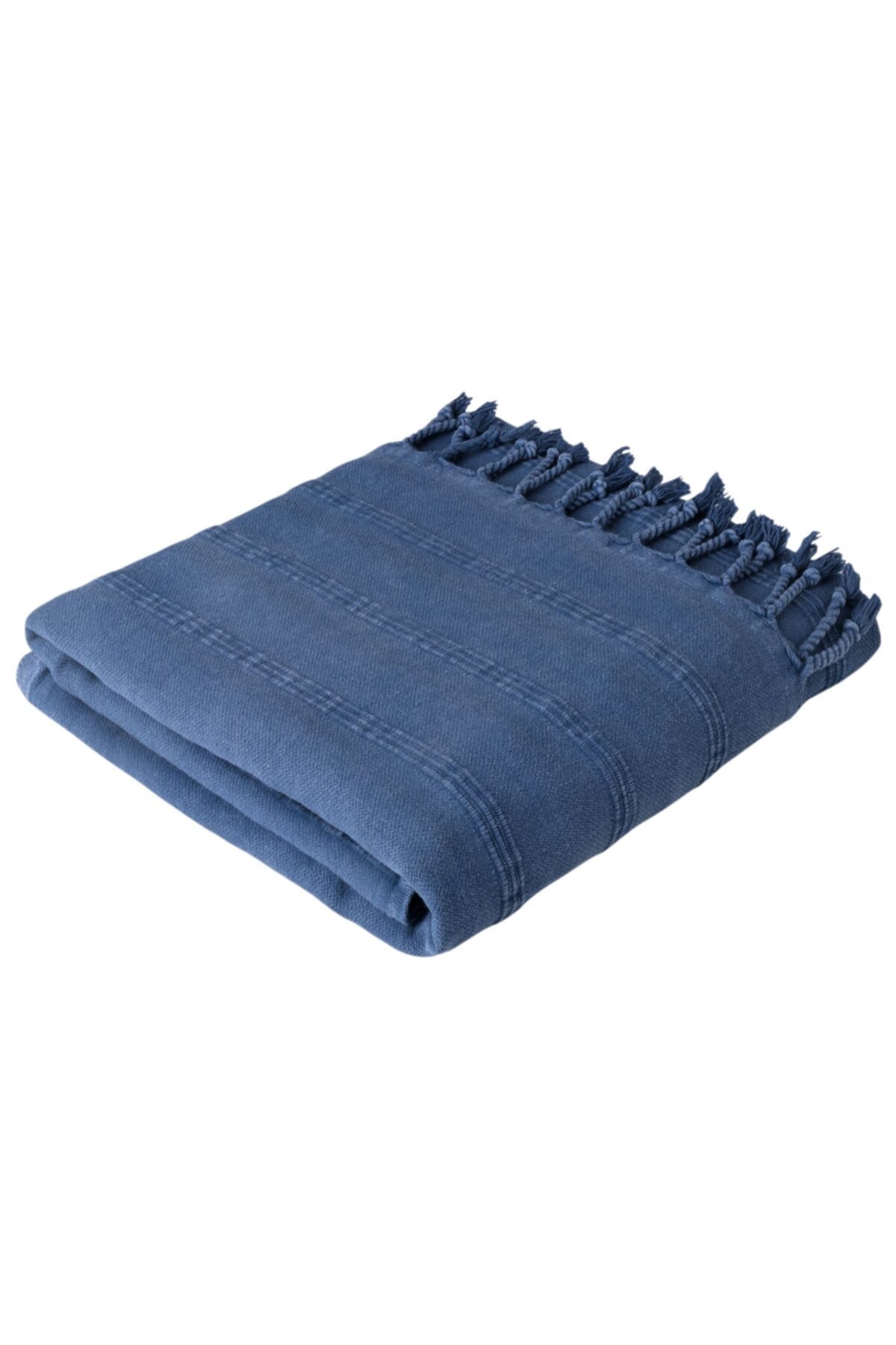 Trimita Peştemal Plaj Havlusu, Taşlanmış, Denim, Mavi - 90 X 170 Cm, Yumuşak Doku, Pamuk, Peştamal