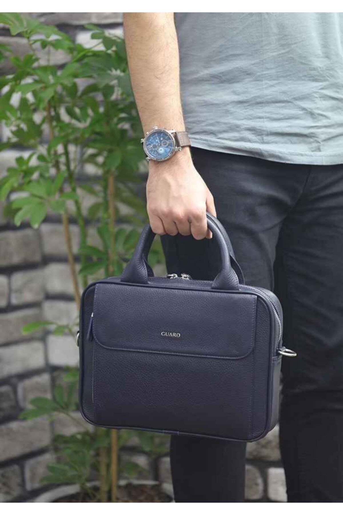Guard Leather Guard Lacivert Deri 11' Inç Laptop Çantası