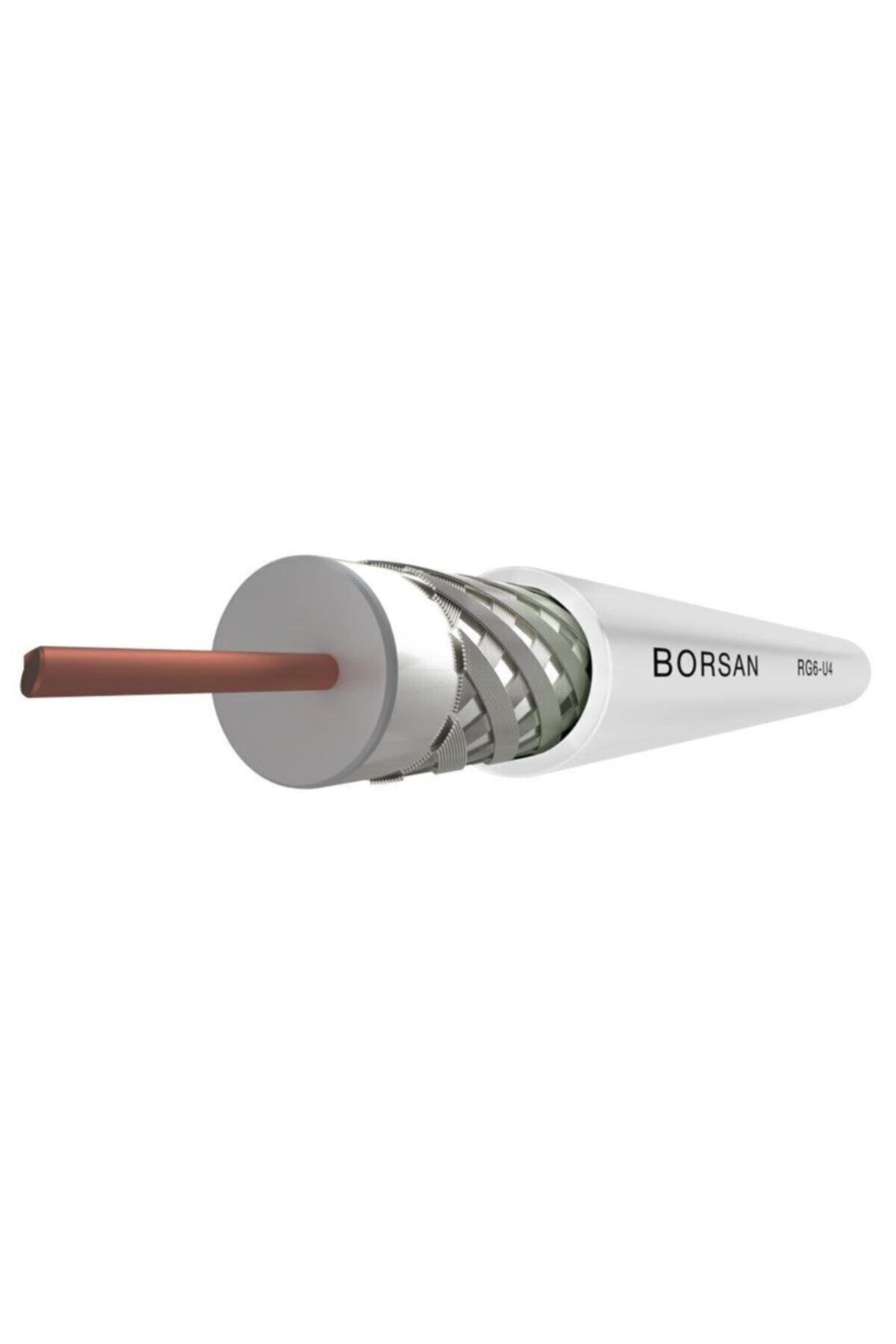 Borsan Tv Kablosu Rg6-u4 Ccs/al Pvc Kablo Beyaz 25 Metre