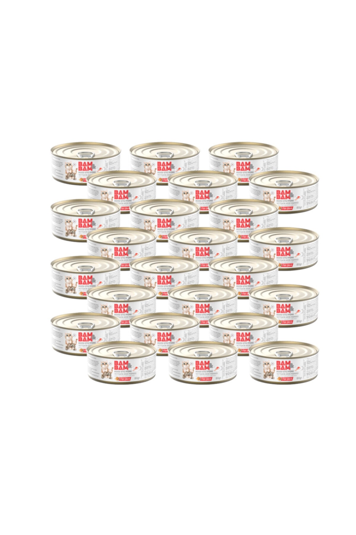 Bam ve Bam Kuzu Etli Püre Yetişkin Kedi Maması 80gr 24 Adet