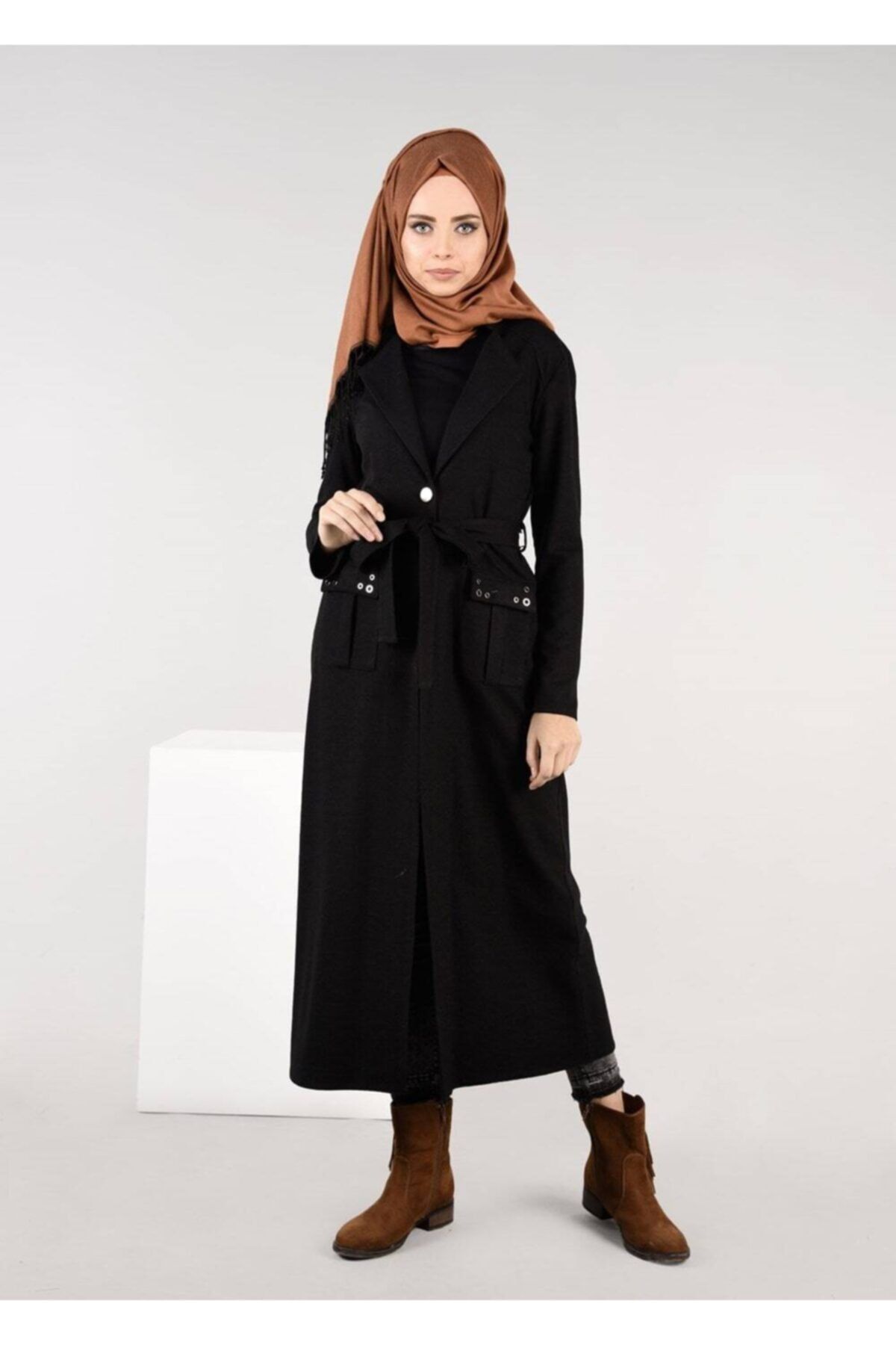 TRENDTESETTÜR Beli Kuşaklı Keçe Ceket 4954
