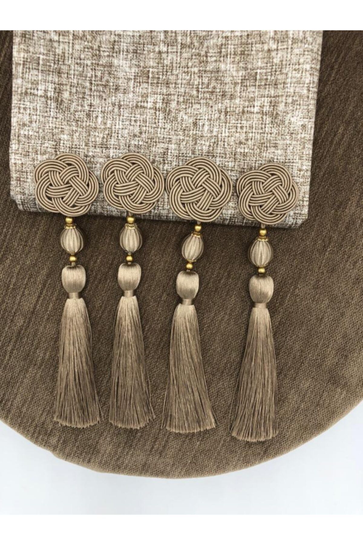 miraç tekstil Broş Rozetli Püskül 8'li Set Vizon Renk