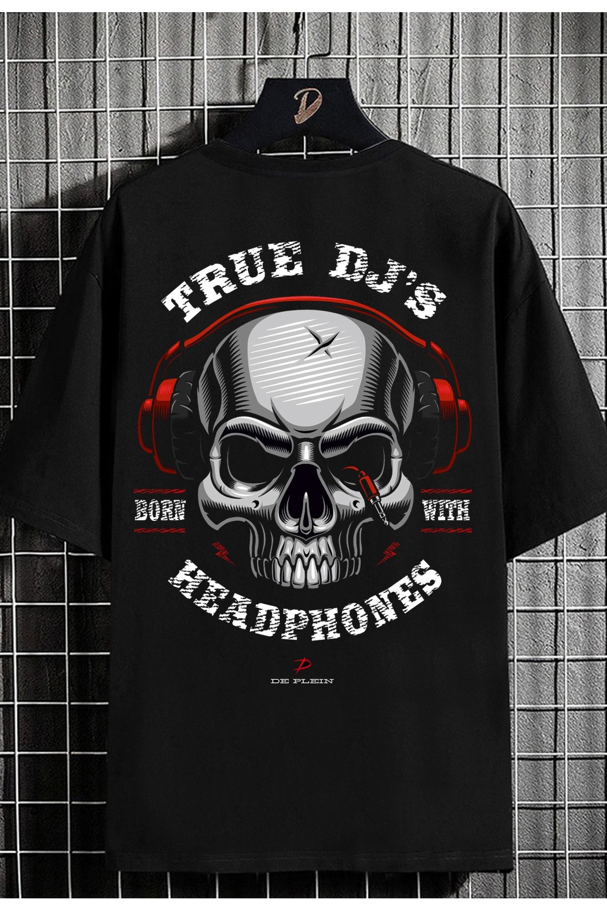 DE PLEIN Oversize Unisex True Dj Siyah Baskılı % 100 Pamuk T-shirt