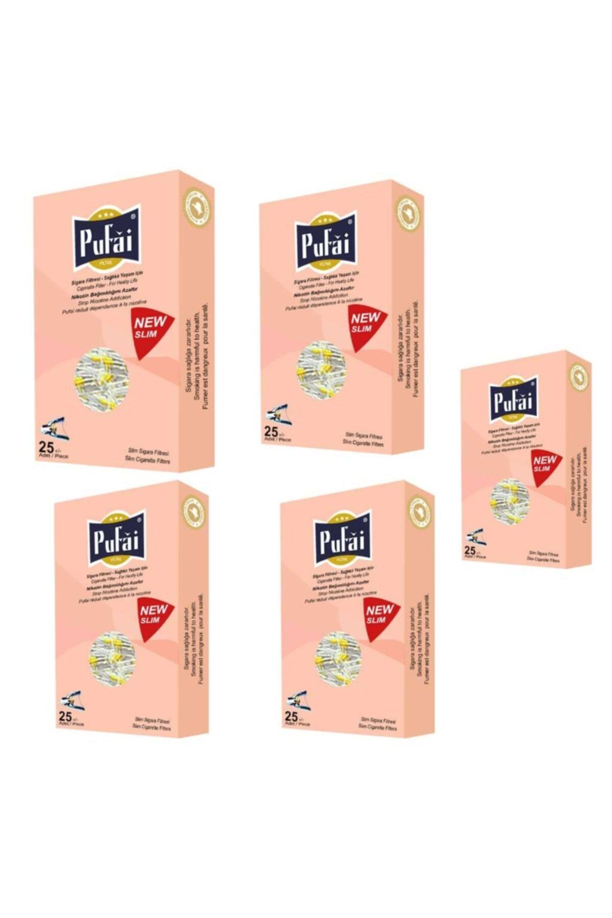 Pufai Slim Süper Slim Sigara Filtresi Filtreli Sigara Ağızlığı 5 Mm 6 Mm Uyumlu 125 Adet 5 Kutu Rose