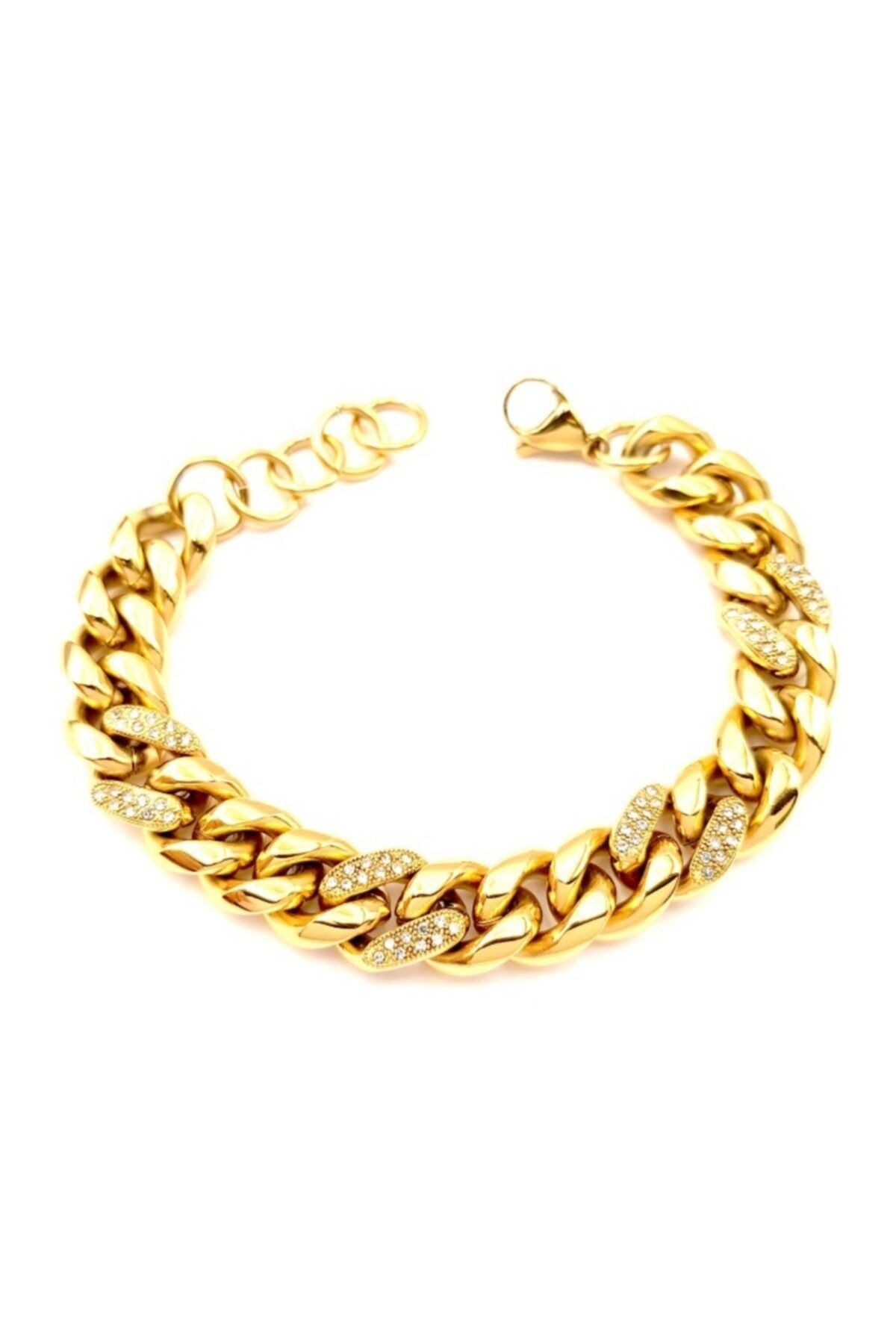 WelchGold Çelik Taşlı Zincir Bileklik 18 + 3 cm