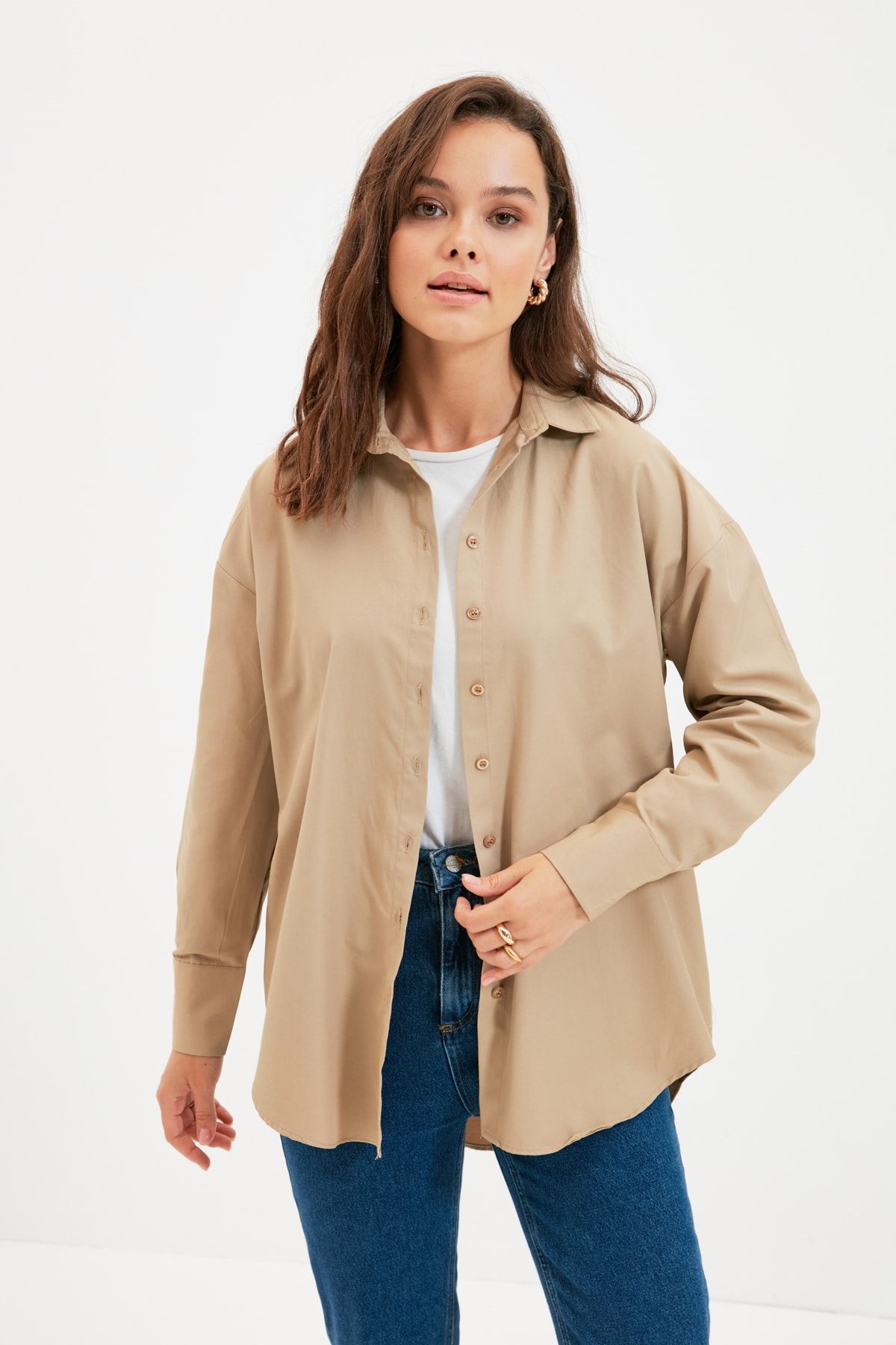 Trendyol Modest Taş Gömlek Yaka Tunik TCTAW22UK0079