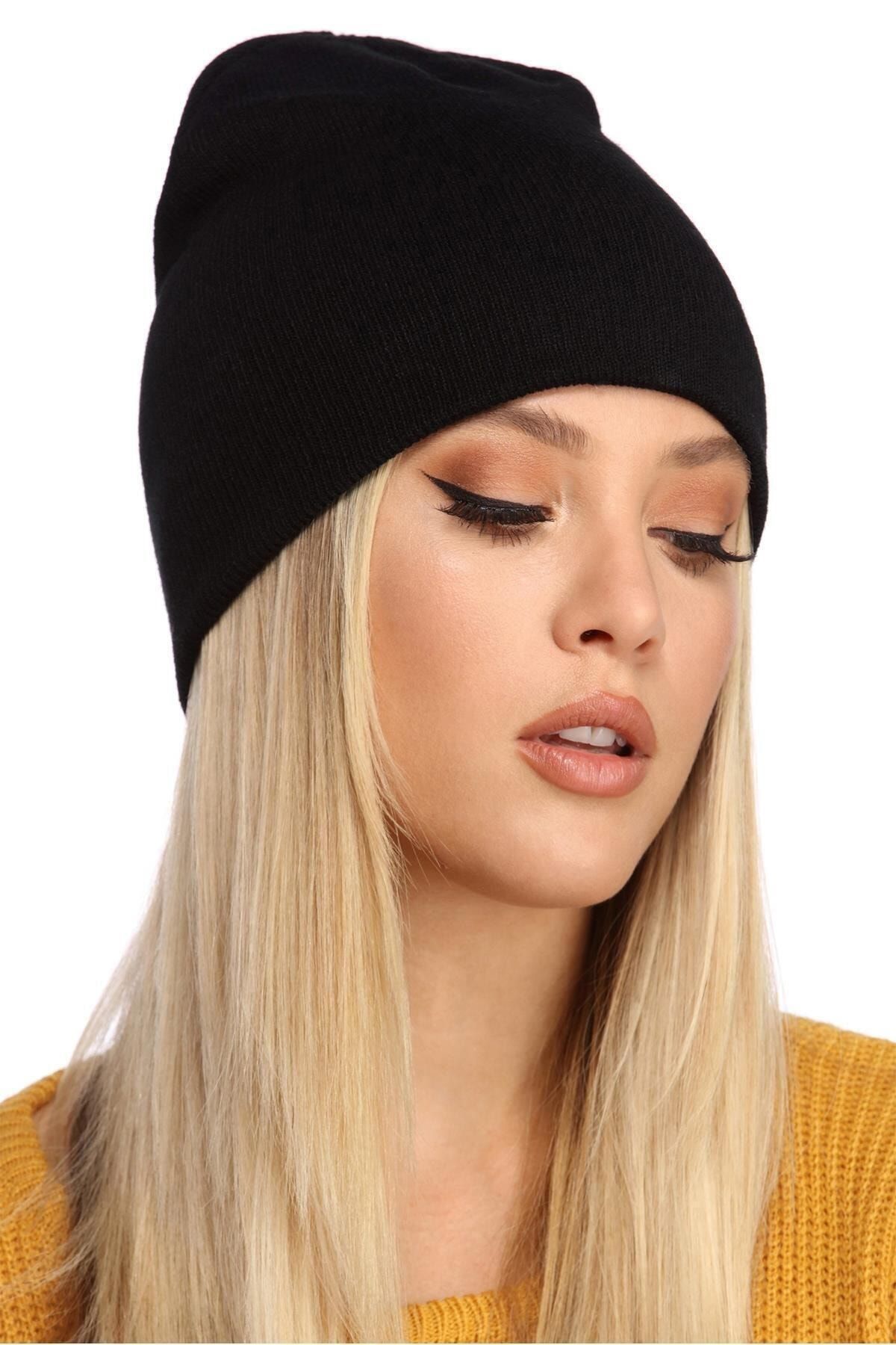 Moda Kızı Butik Unisex Düz Siyah Bere