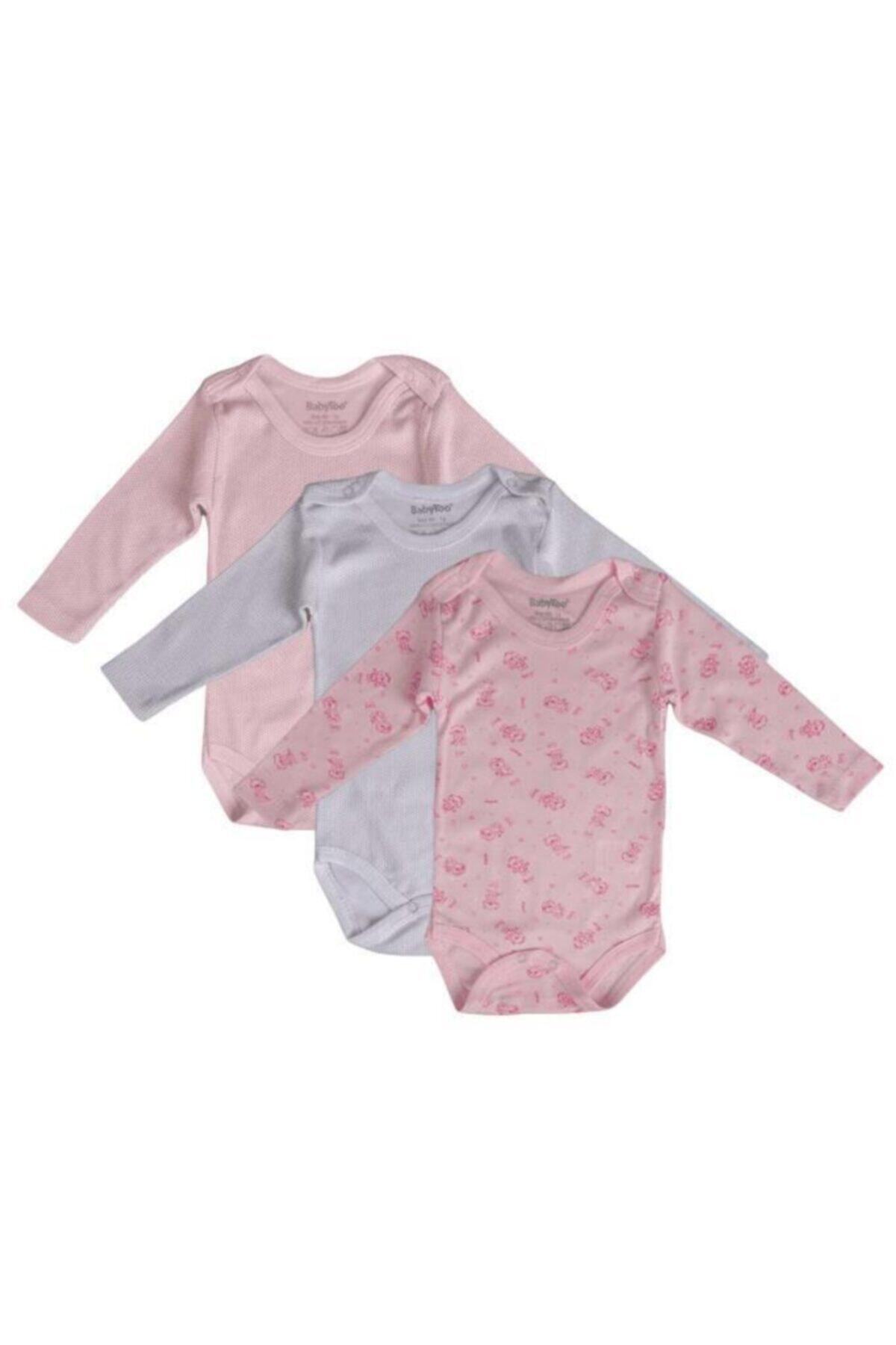POKY BEBE Kız Bebek Çocuk Uzun Kollu Çıtçıtlı Body Zıbın 3lü Ayıcık Puan