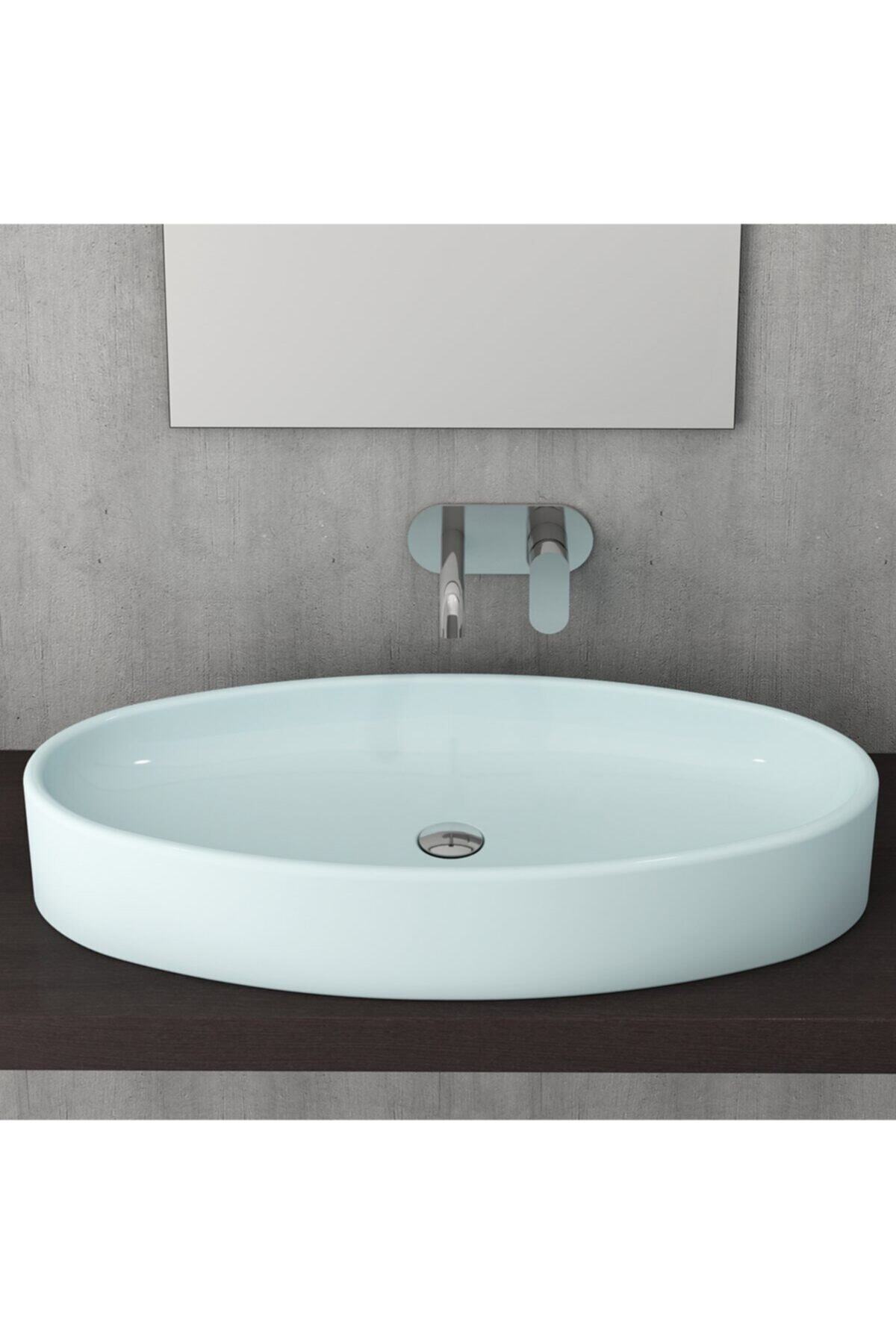 Bocchi Vessel Elips Çanak Lav. 85 Cm - Mat Buz Mavi