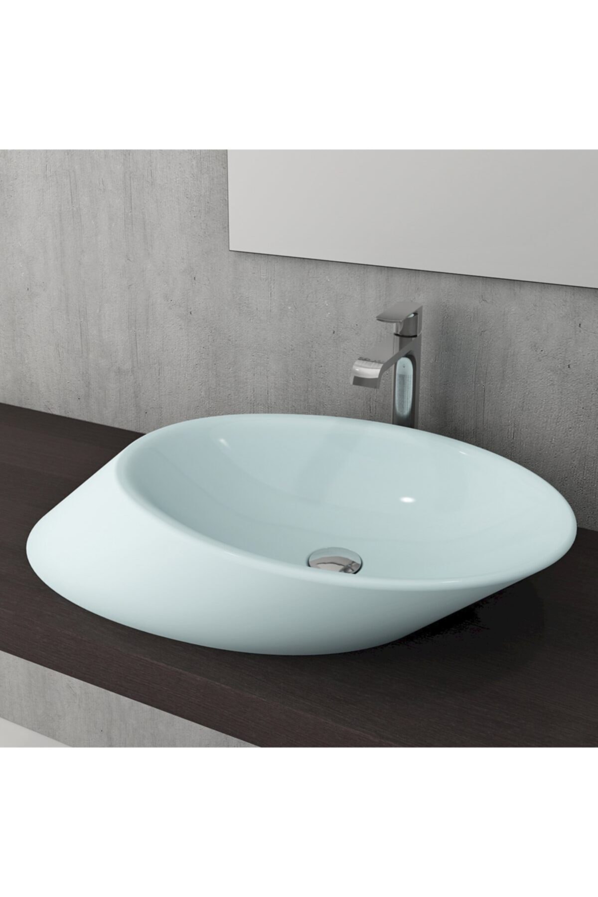 Bocchi Vessel Yatay Çanak Lav. 72 Cm - Mat Buz Mavi