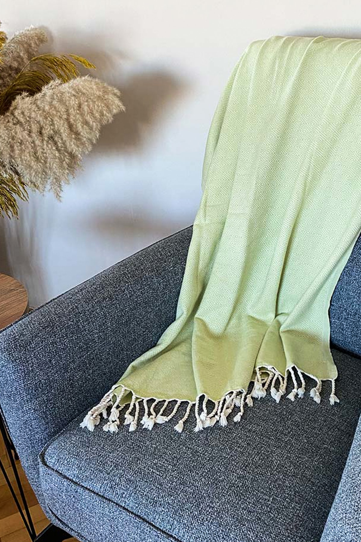 Mislina Home Pastel Collection Pamuk Fıstık Yeşili Plaj Havlu Peştamal 90x180 cm