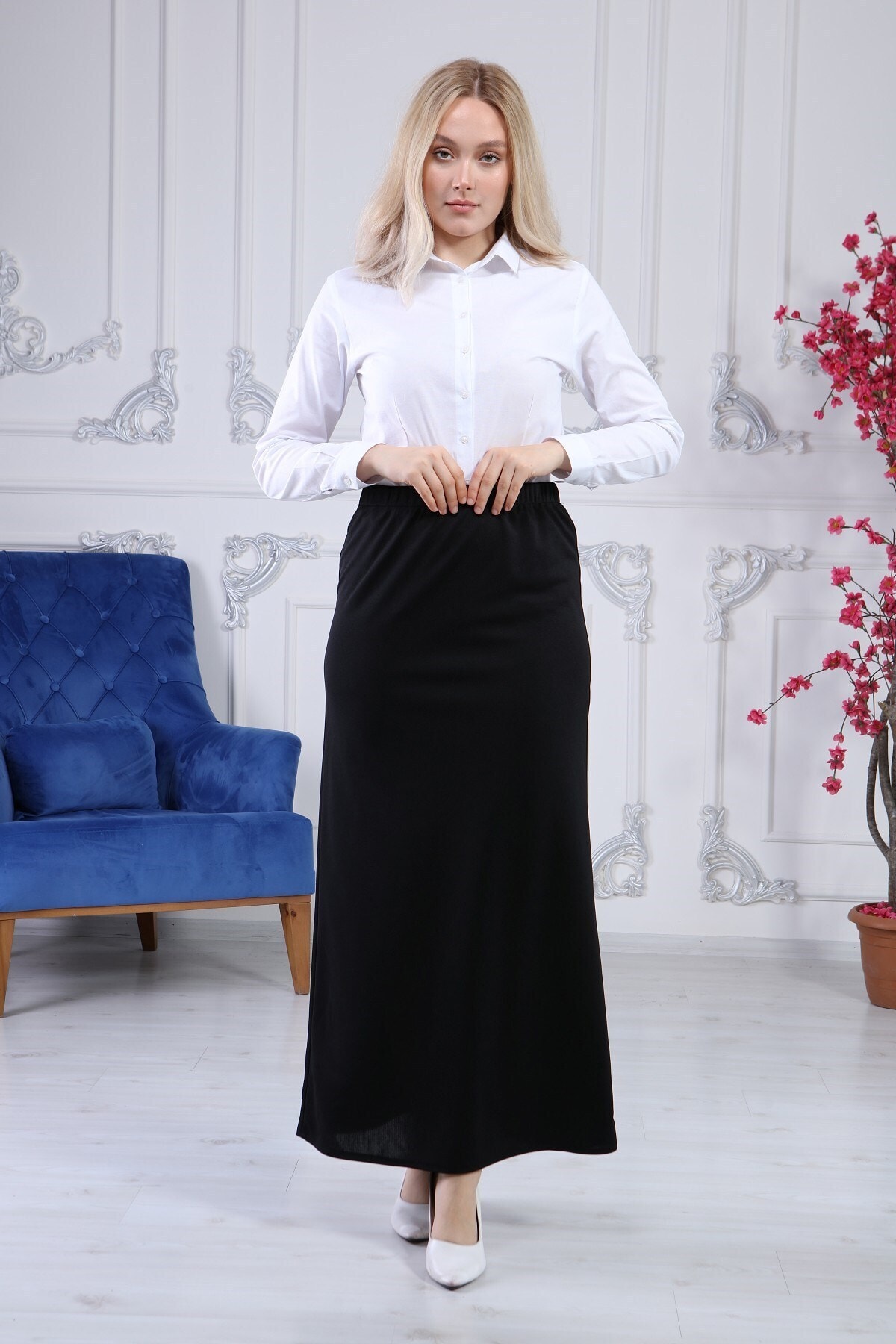 apsen Kadın Siyah Beli Lastikli Mira Tesettür Etek 1957/95