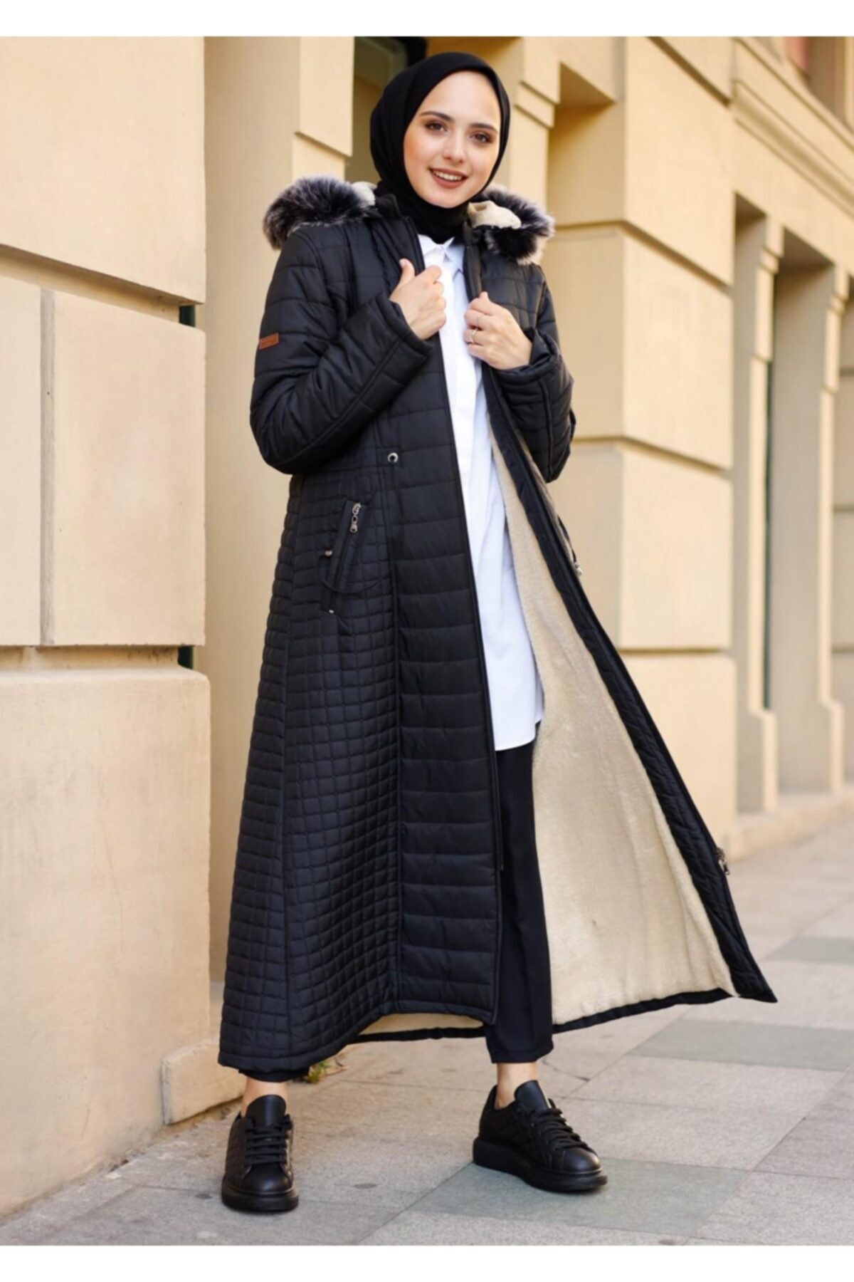 Organic Kadın Siyah Kapitone Kışlık Mont