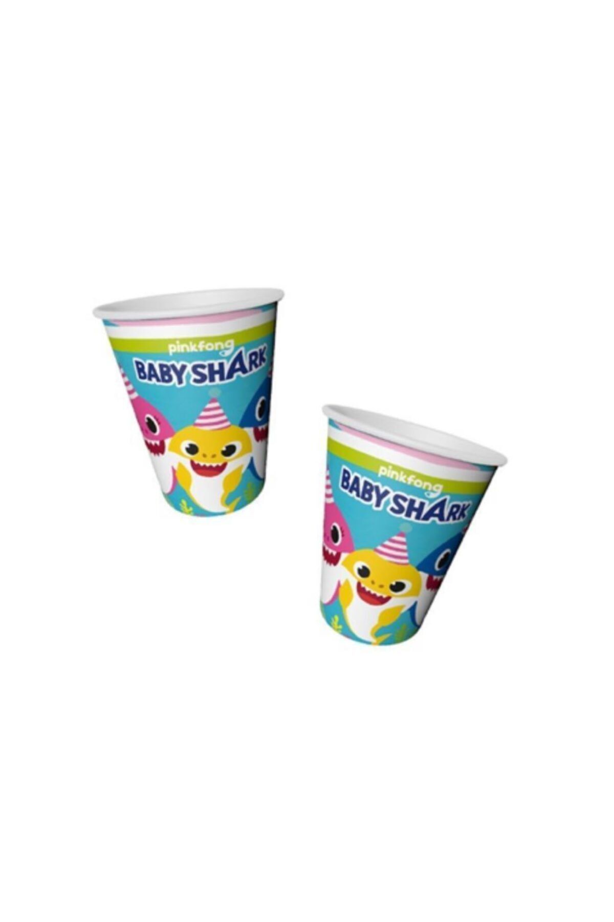 BalonEvi Baby Shark Karakterli Bebek Köpek Balığı Temalı Konsept Parti Karton Bardak 8'li