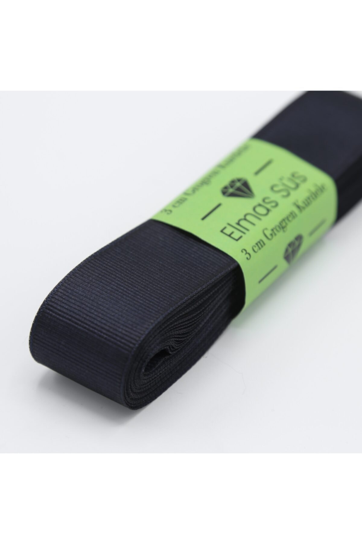 E Elmas Siyah Grogren Kurdele 3cm 10m