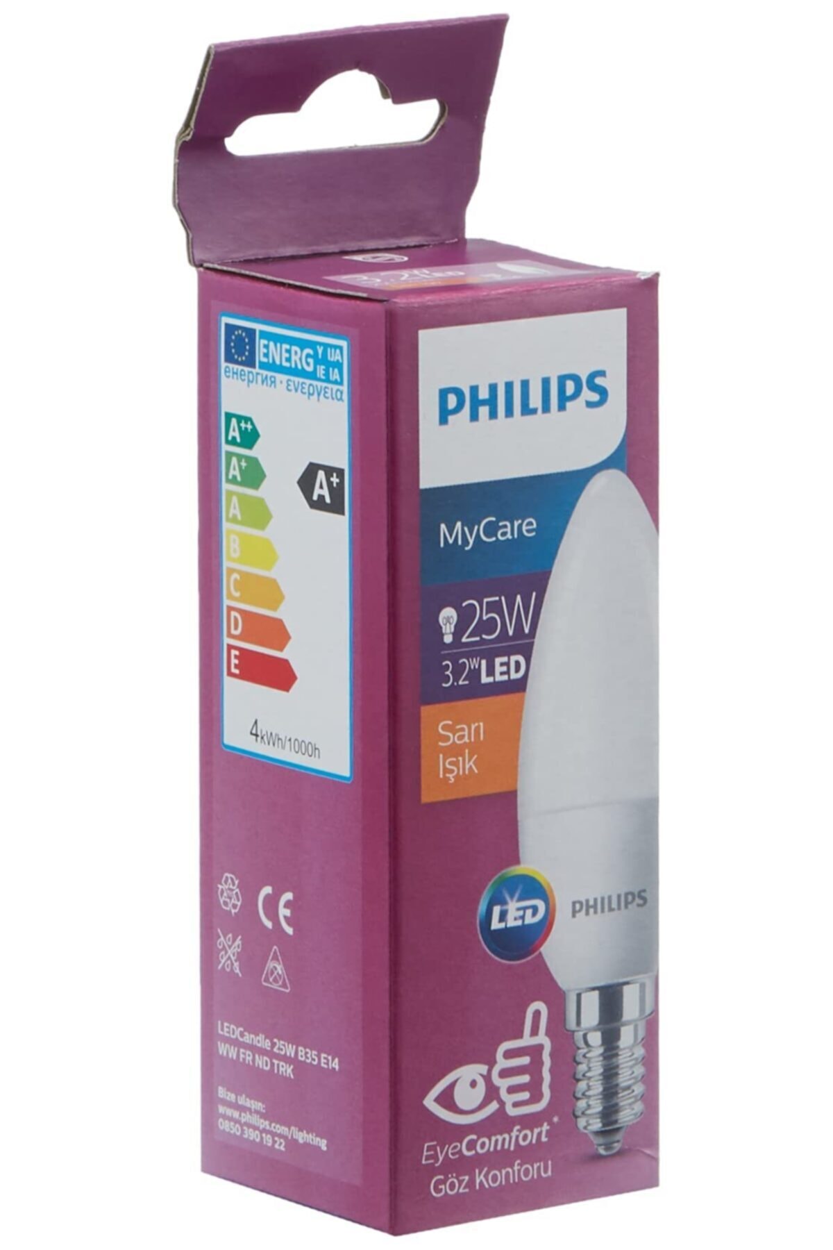 Philips 3.2w = 25w Essential Mum Led Ampul /e14 Duylu/sarı Işık (2700k)