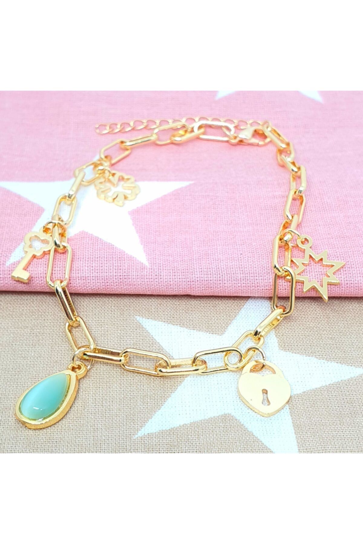 Stone Design Bracelet Deniz Yeşili Halhal