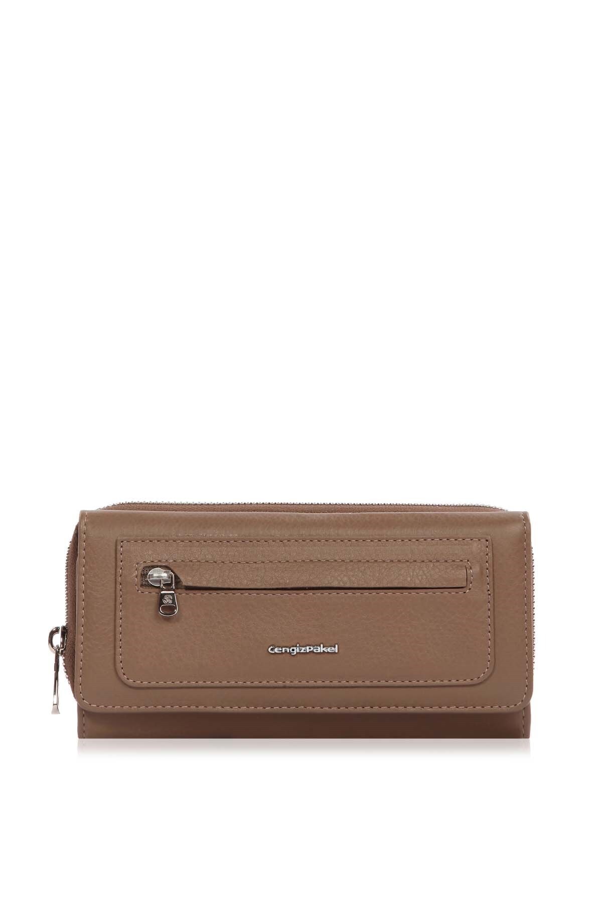 CENGİZ PAKEL Hakiki Deri Kadın Cüzdan-portföy 65134-vizon