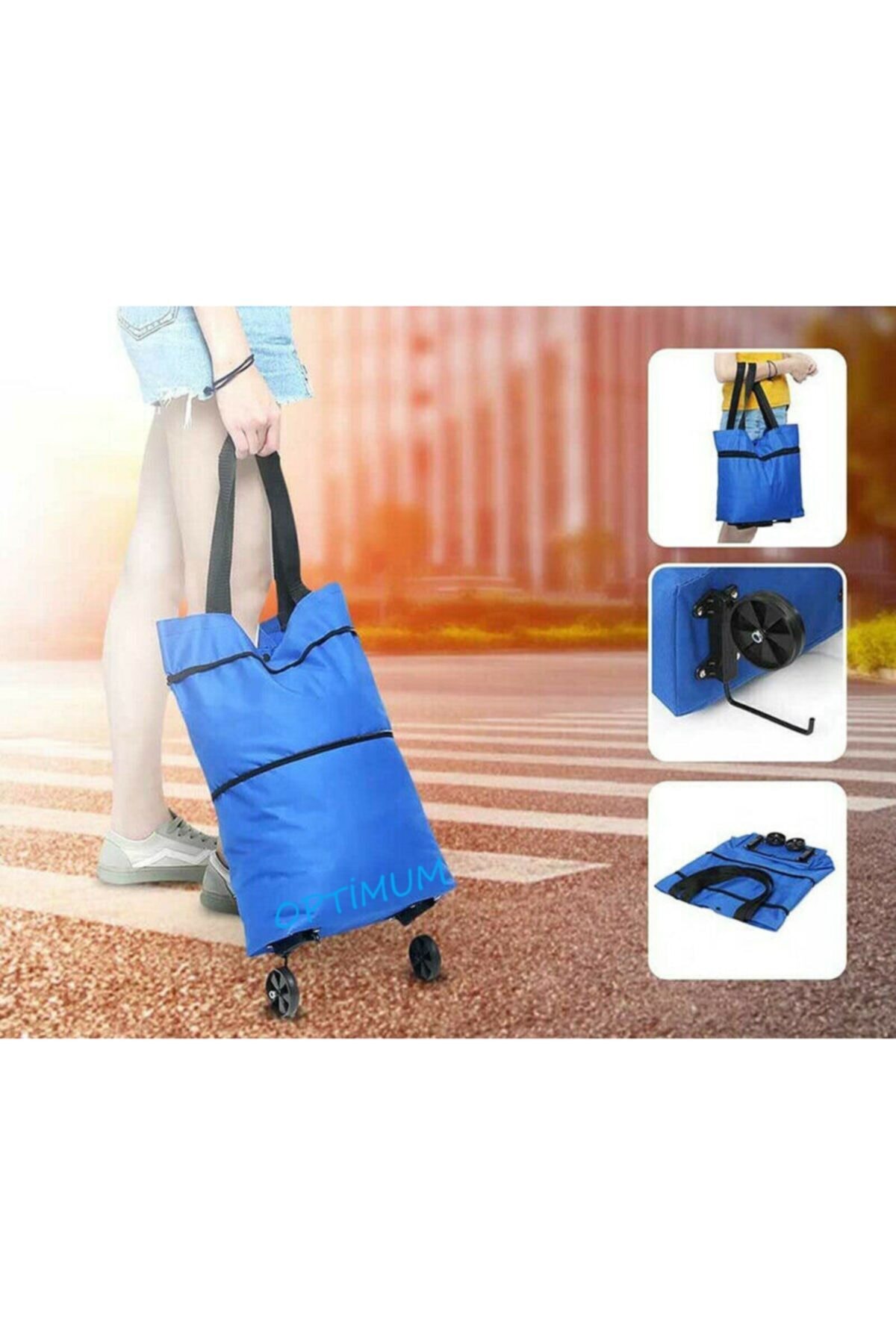 nils Home Pazar Market Arabası Tekerlekli Katlanabilir Portatif Pazar Market Alışveriş Arabası Çantası
