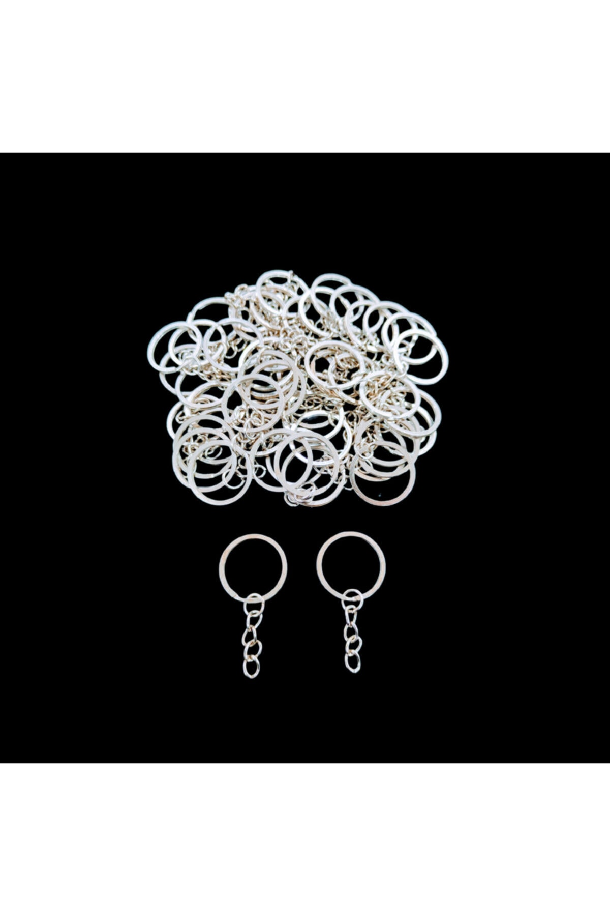 hobimon 20 Mm Makrome Anahtarlık Halkası 25 Adet Zincirli Anahtarlık Halkası - Gümüş