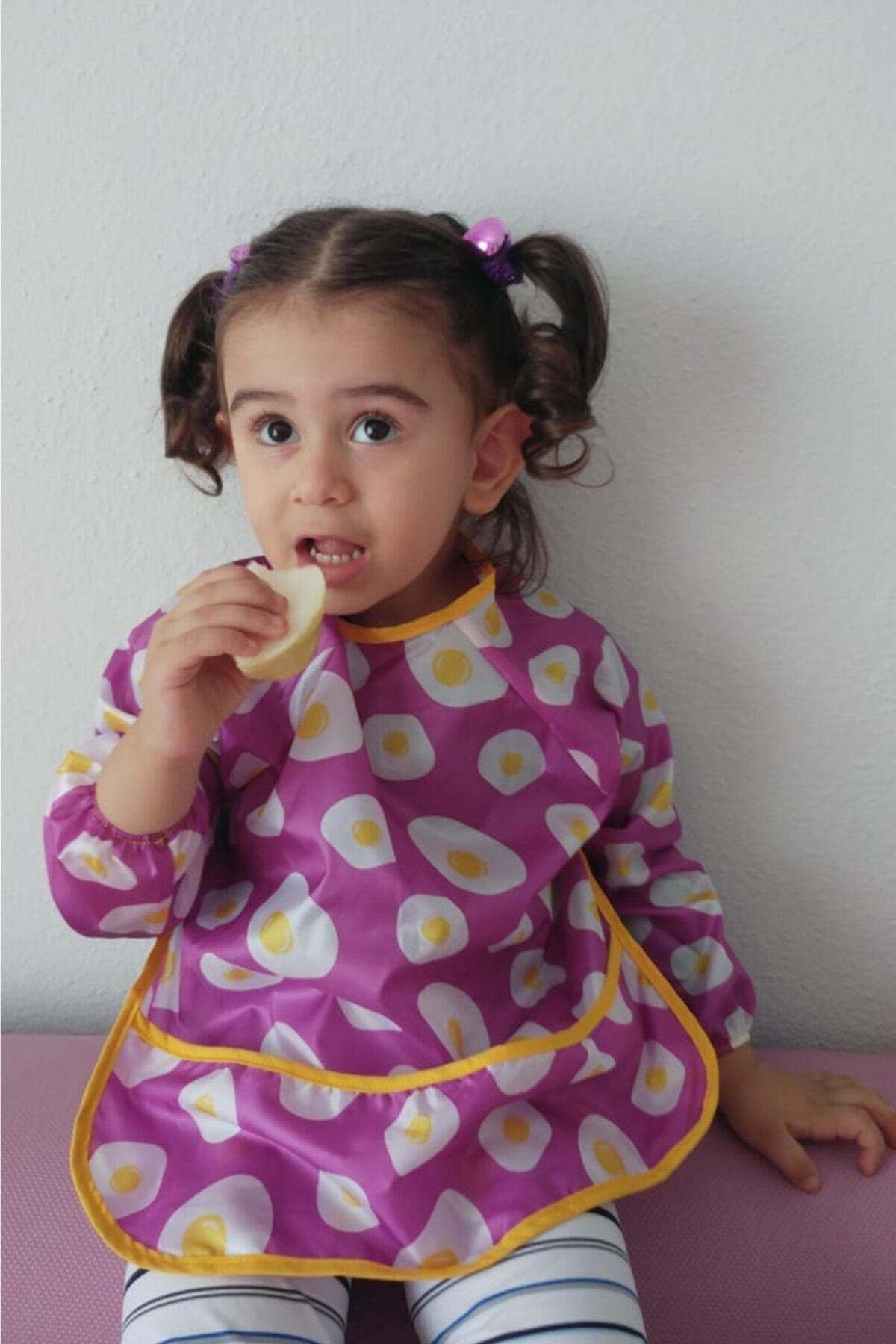 ALİSS BABY (6-24) Ay Fuşya Yumurta Desen Su Geçirmez Mama Önlüğü