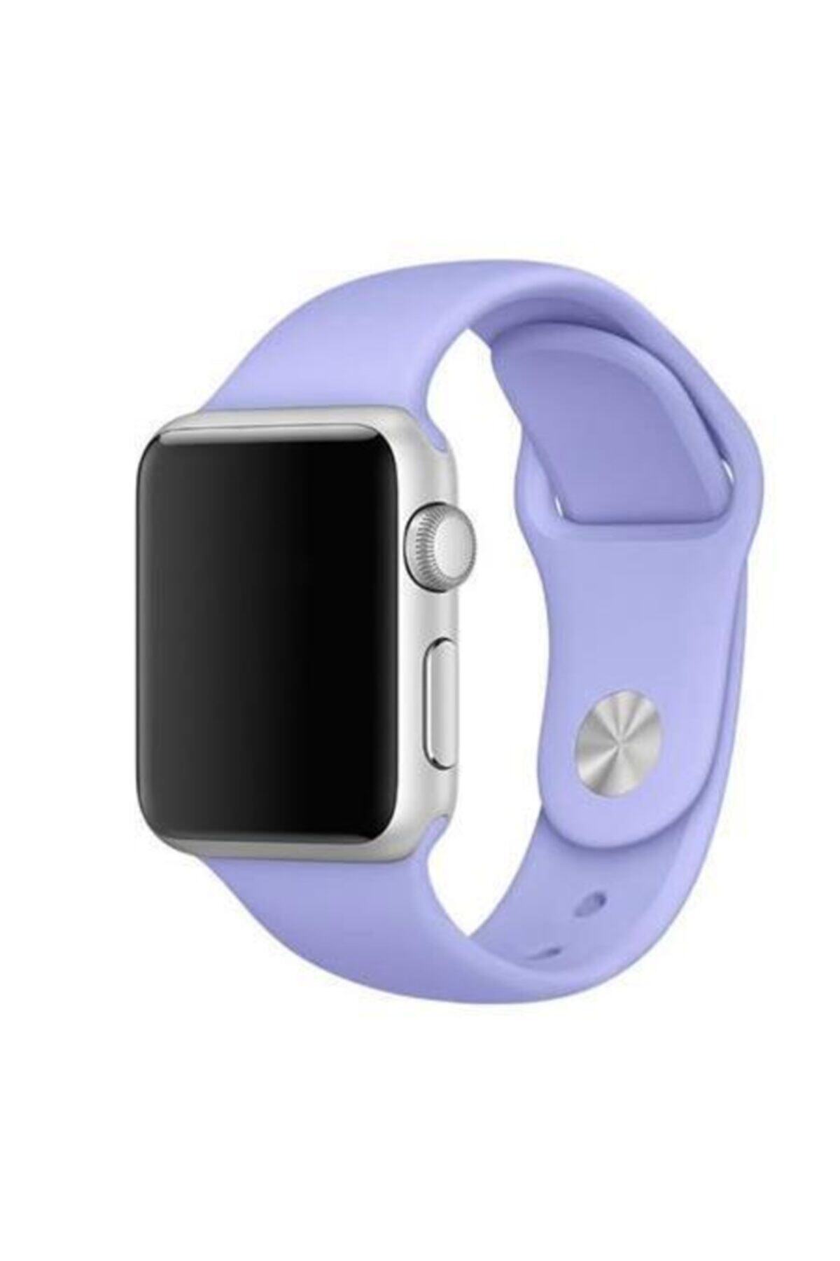 Apple Watch 1 2 3 4 5 6 Se 38 - 40 mm Klasik Spor Silikon Kordon Lila