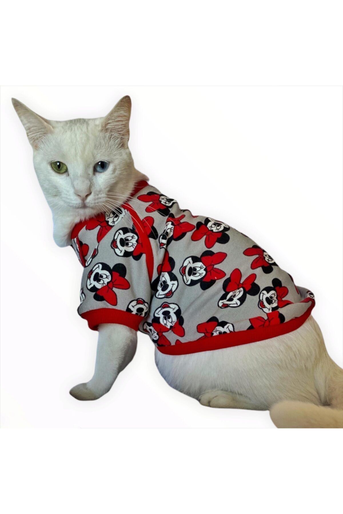 Kemique Mickey Red Ince Kedi Ceketi Kedi Kıyafeti Kedi Elbisesi Kedi Modası(MEDİUM-M)