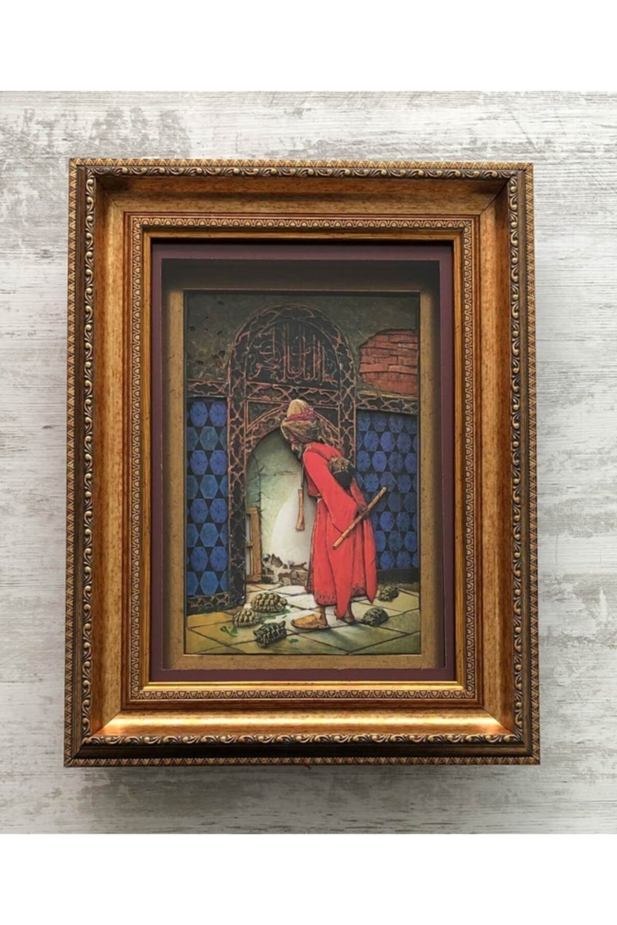 Huistgift Kağıt Rölyef Kaplumbağa Terbiyecisi Ahşap Tablo