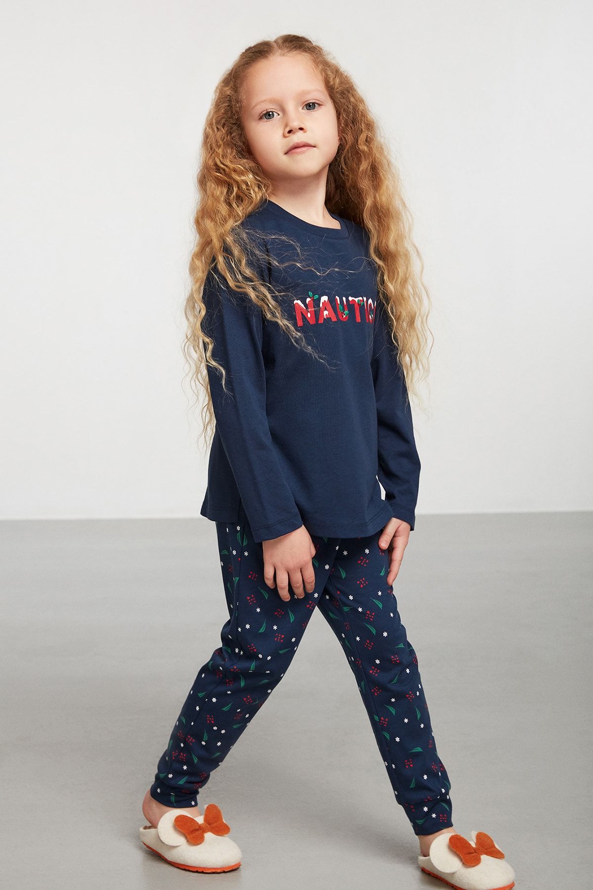 Nautica Lacivert Kar Desenli Pijama Takım