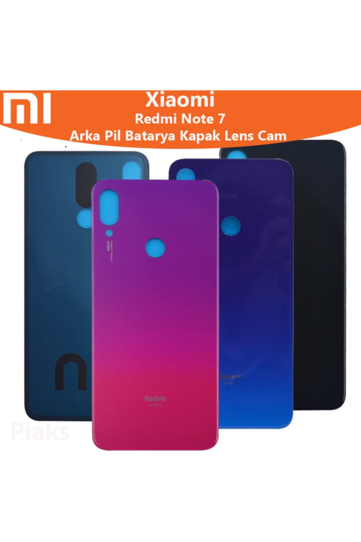 Piaks Xiaomi Redmi Note 7 Arka Pil Batarya Kapak Cam Mavi