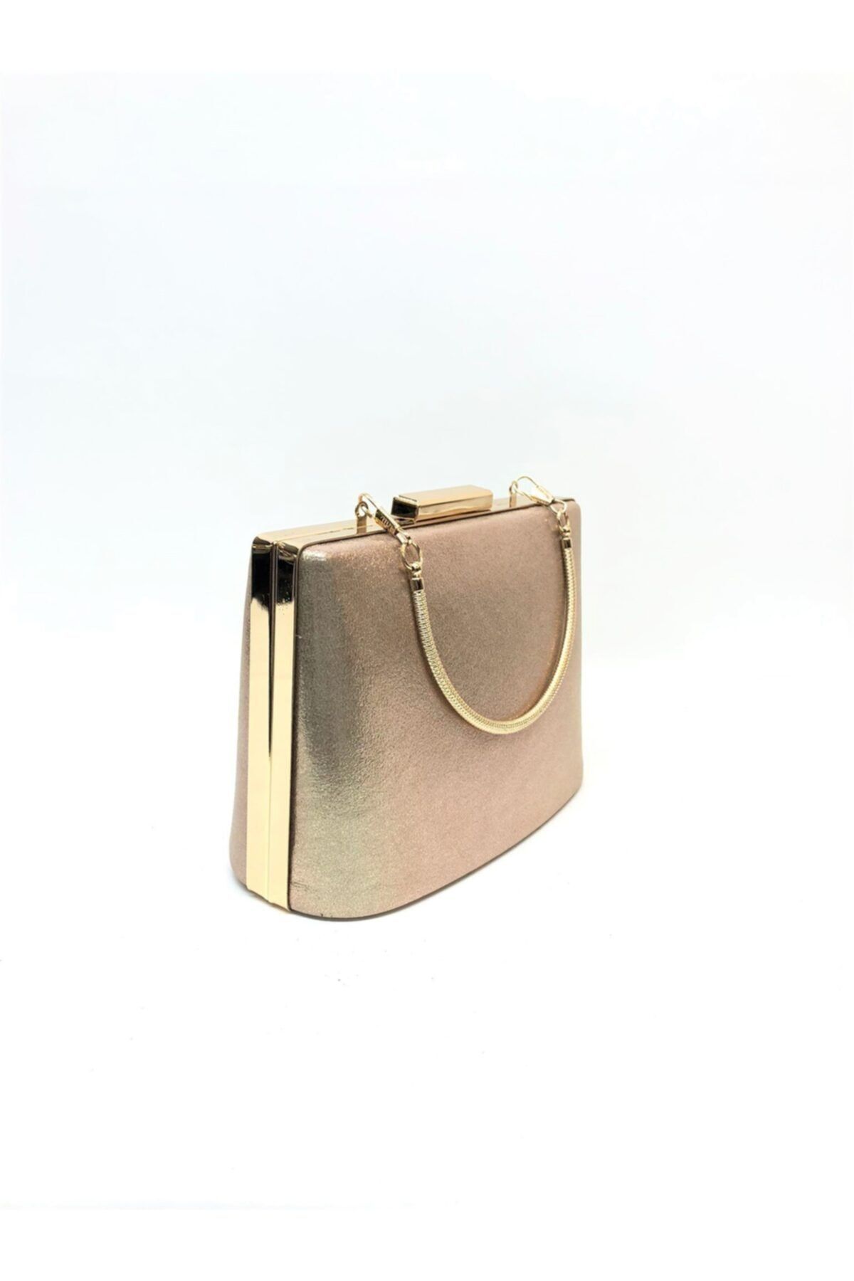 womenacs Altın Renk Sıvama Kadın Abiye Clutch Portföy Çanta Indirimli