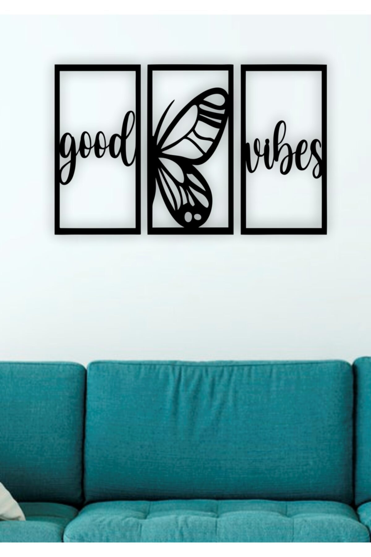 EF Home Good Vibes Üç Parça Ahşap Duvar Dekoru