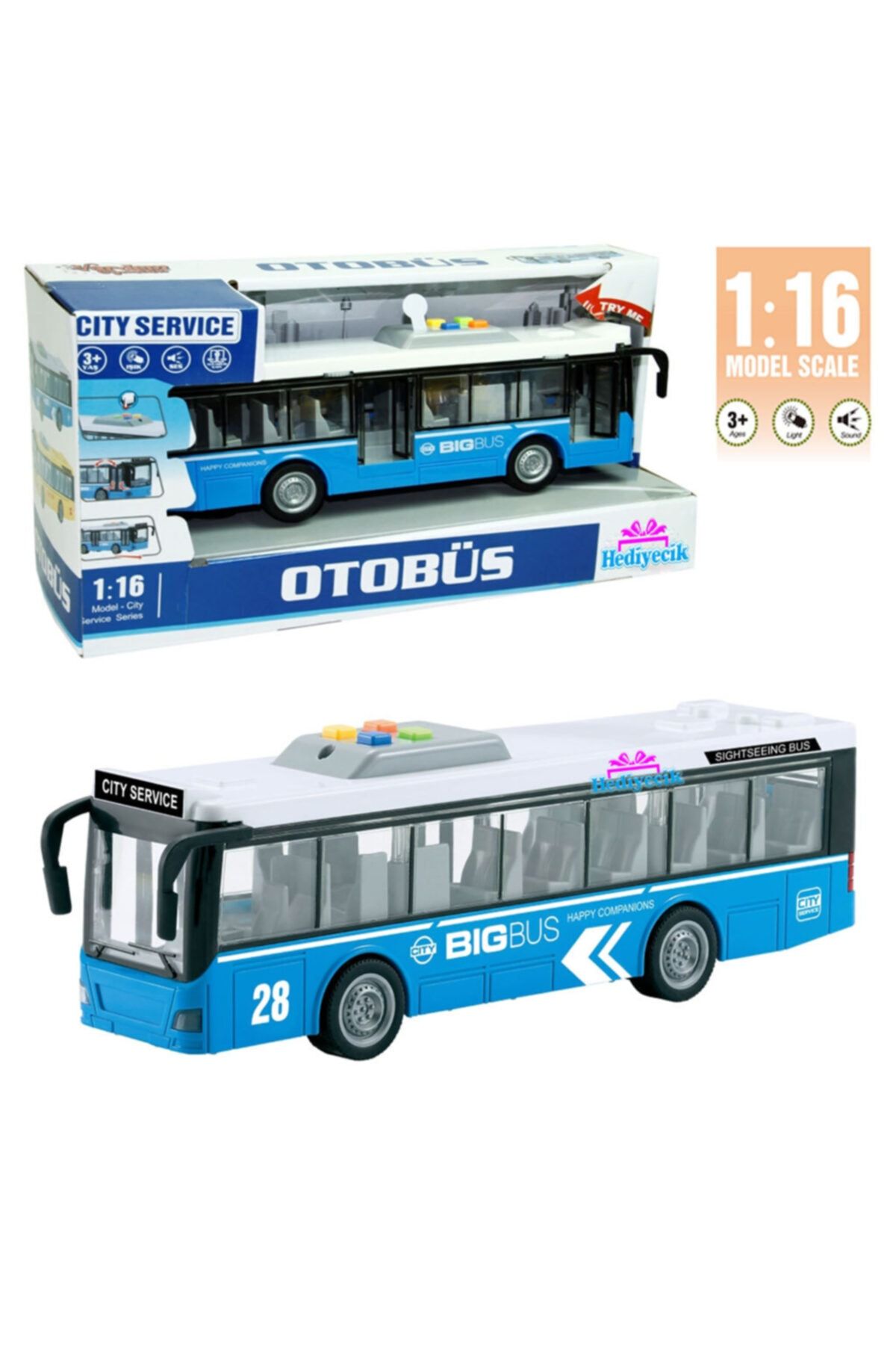 hediyecik Oyuncak 1:16 Sesli Ve Işıklı Halk Otobüsü
