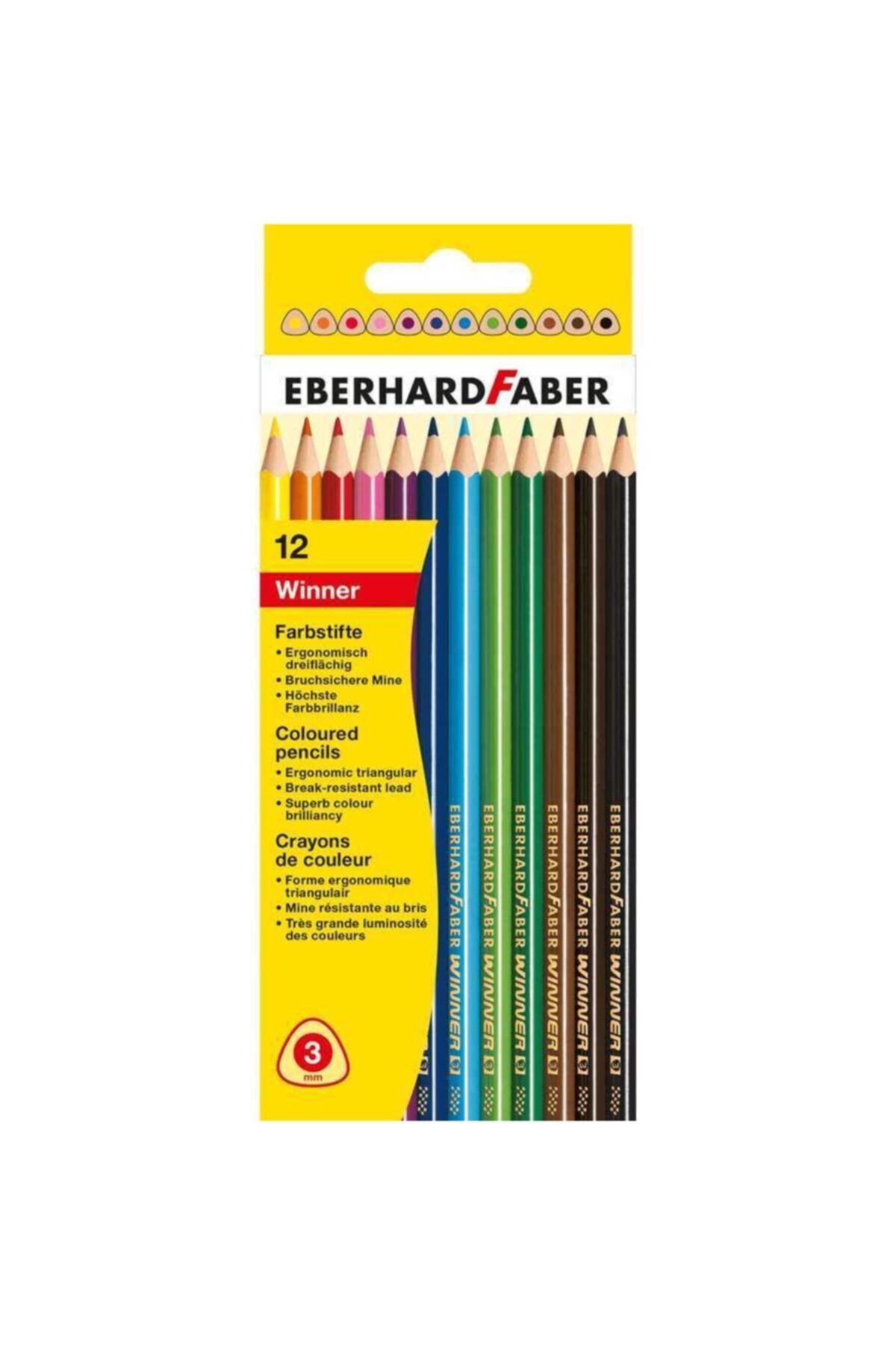 Eberhard Faber Winner Üçgen Kuruboya 3mm 12 Renk