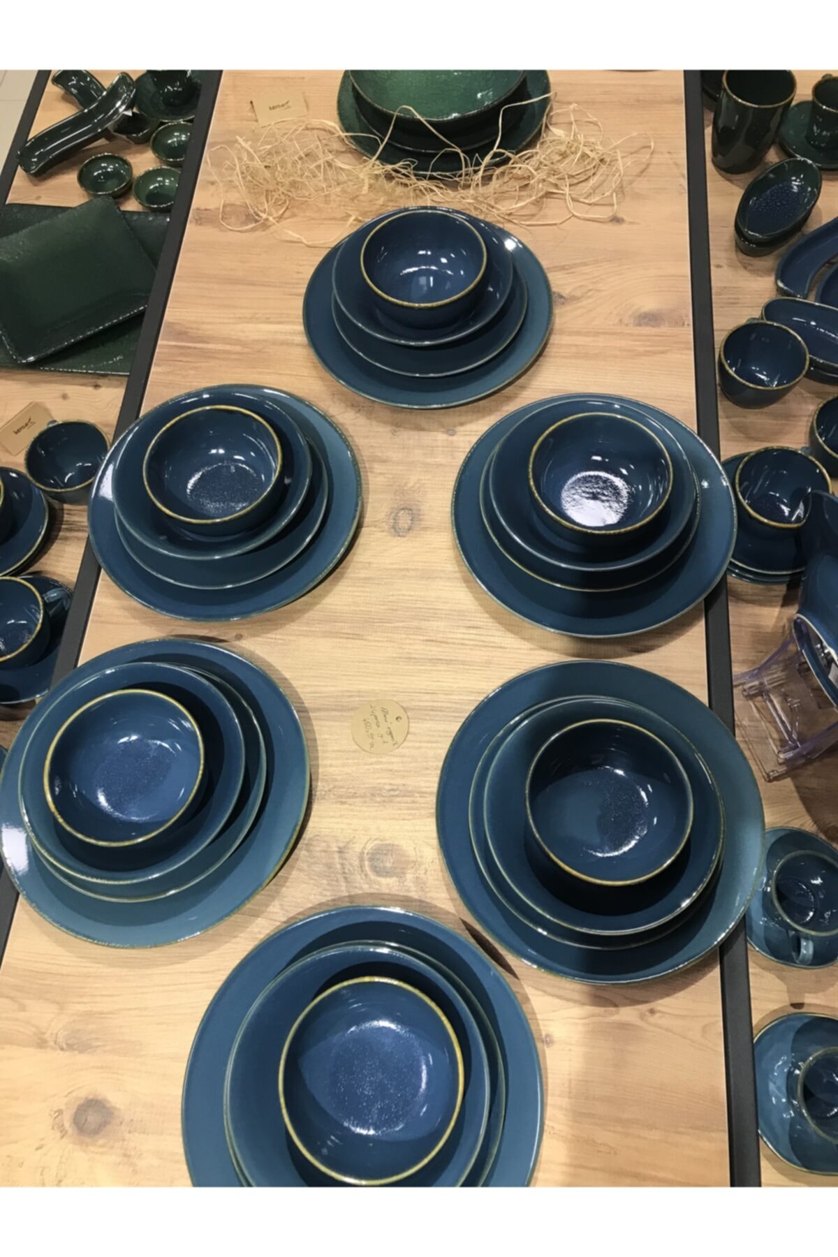 Keramika 6 Kişilik 24 Parça Yemek Takımı Artistik Organik Mavi