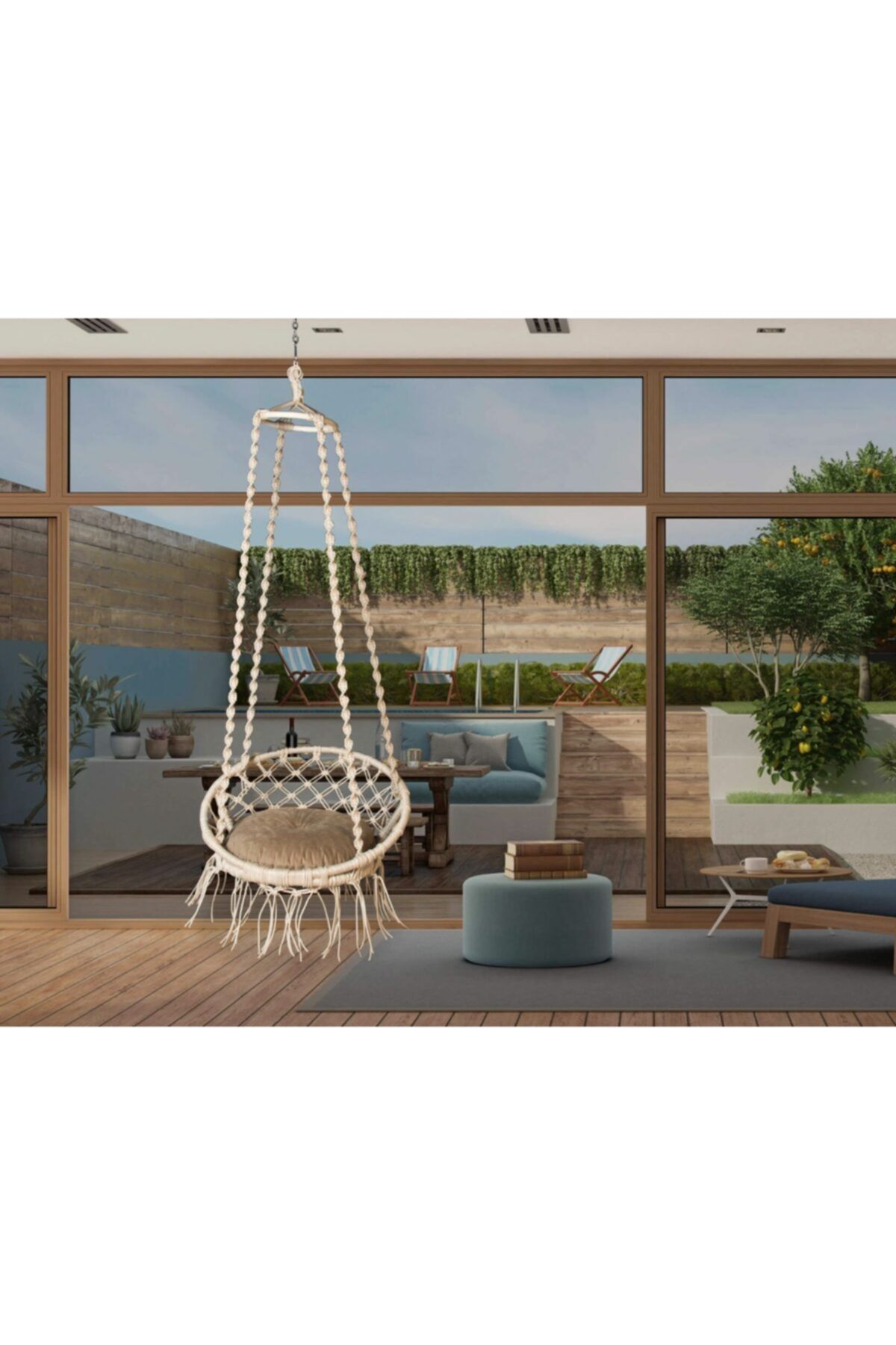yk home Krem Makrome Salıncak