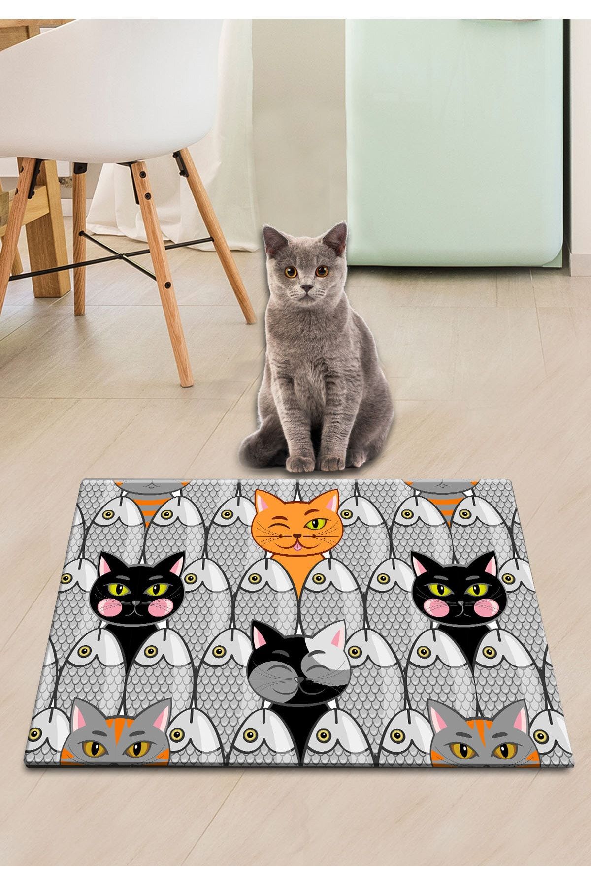 Chilai Home Pvc Fish Cat Kedi Köpek Mama Paspası
