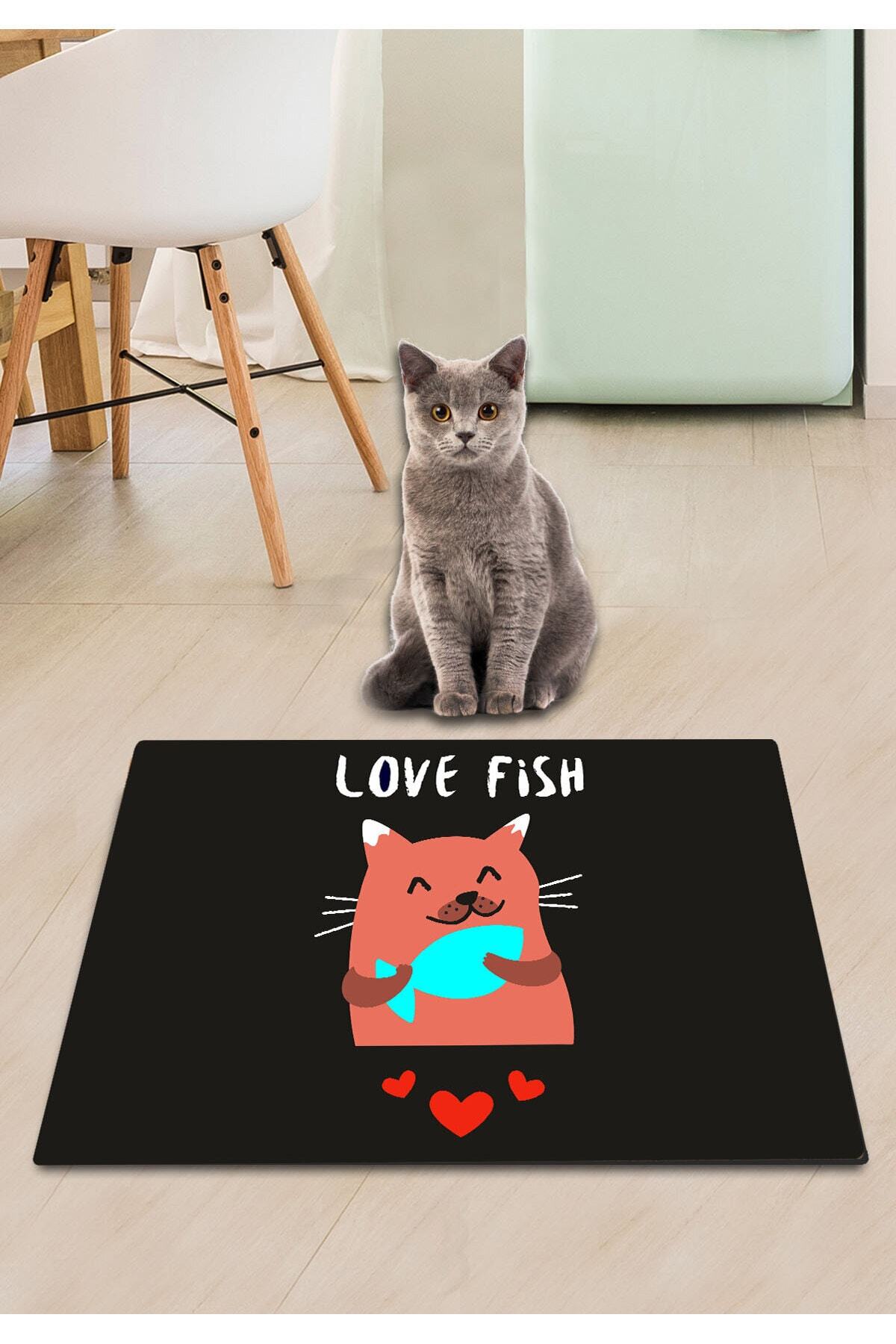 Chilai Home Pvc Love Fish Kedi Köpek Mama Paspası