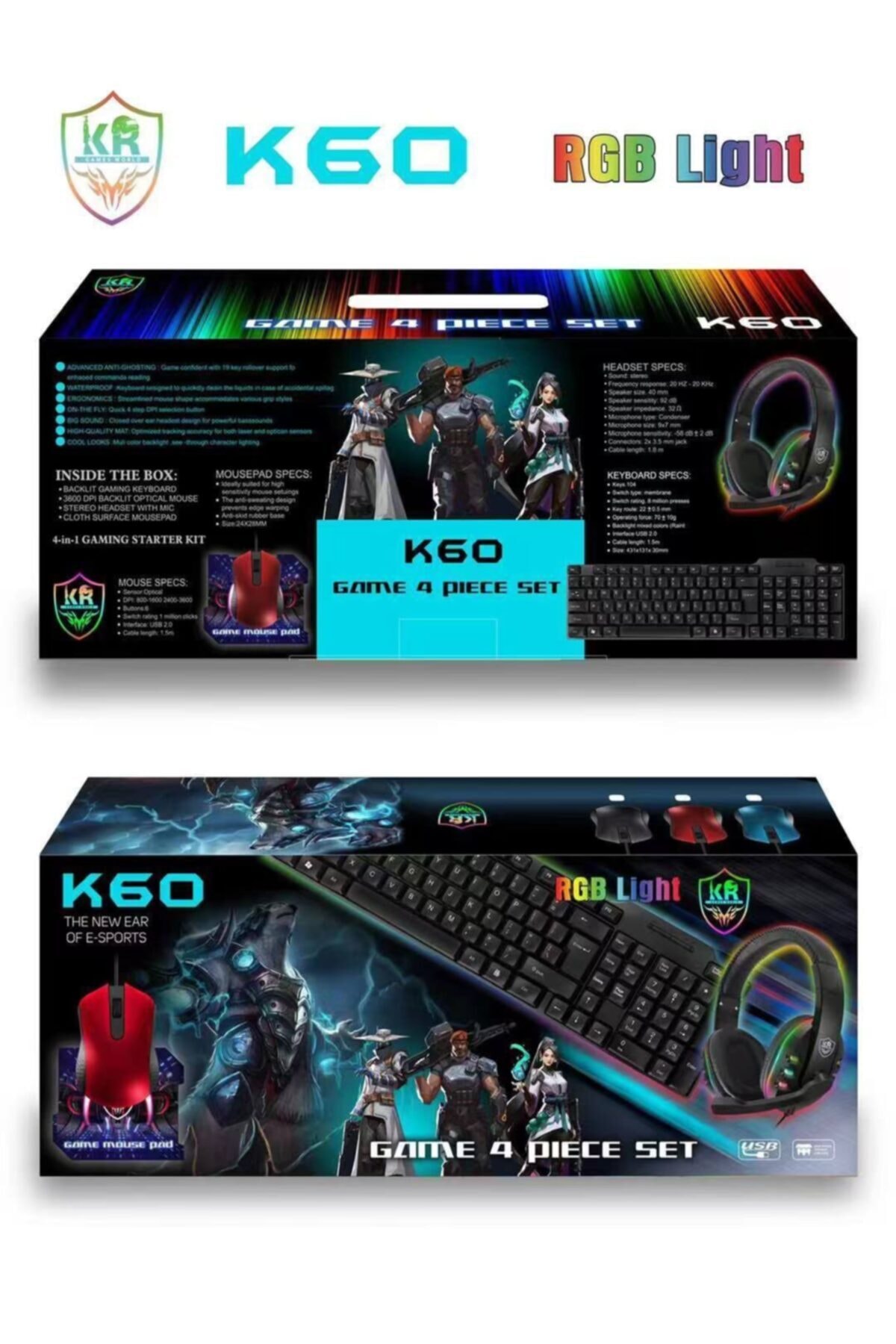 TeknoDuvar K60 Oyuncu Gamer Seti Klavye+mouse+kulaklık+mouse Pad