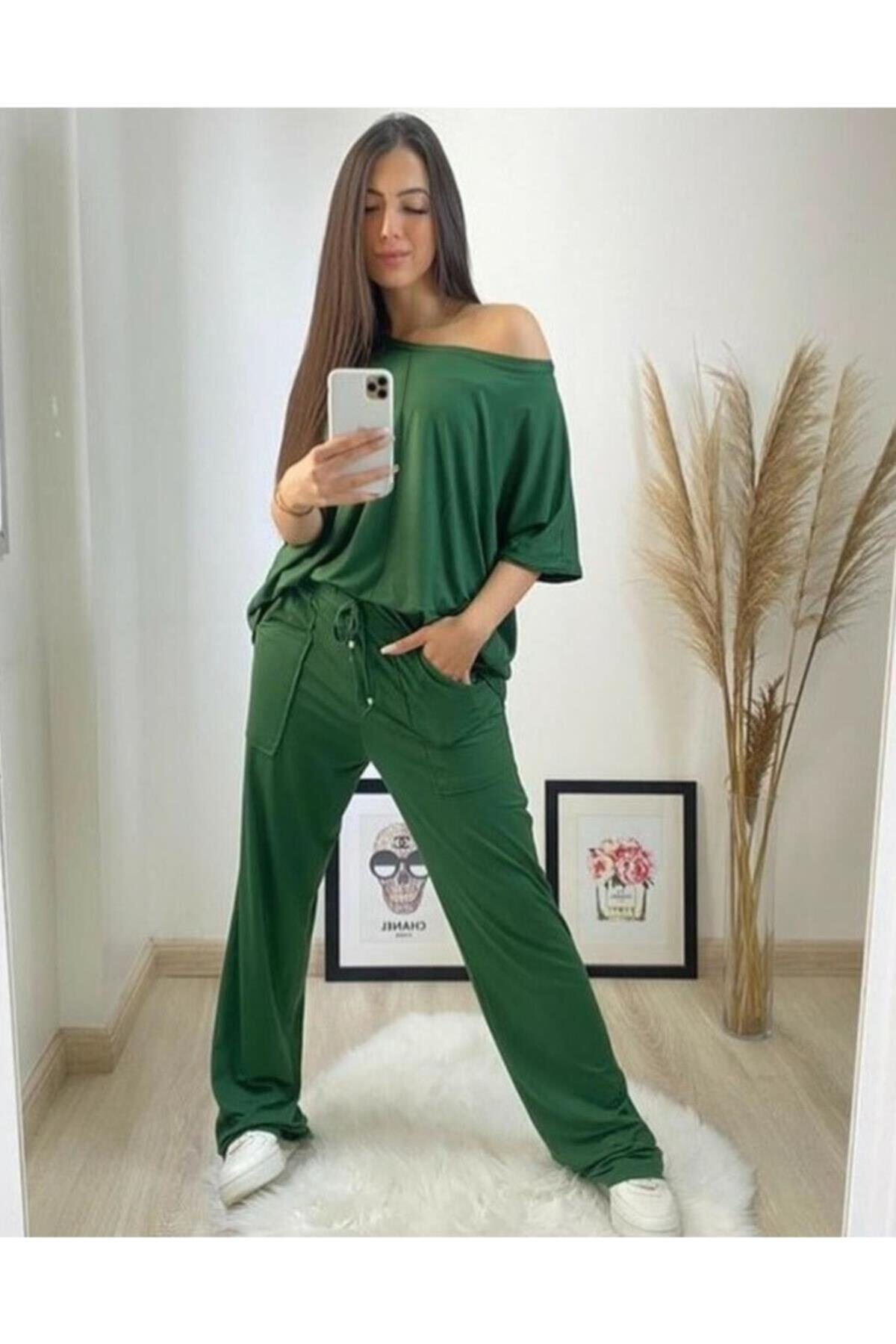 Arya Moda Kayık Yaka Şerit Detay Sandy Kumaş Takım Üst 75 Cm Alt 105 Cm