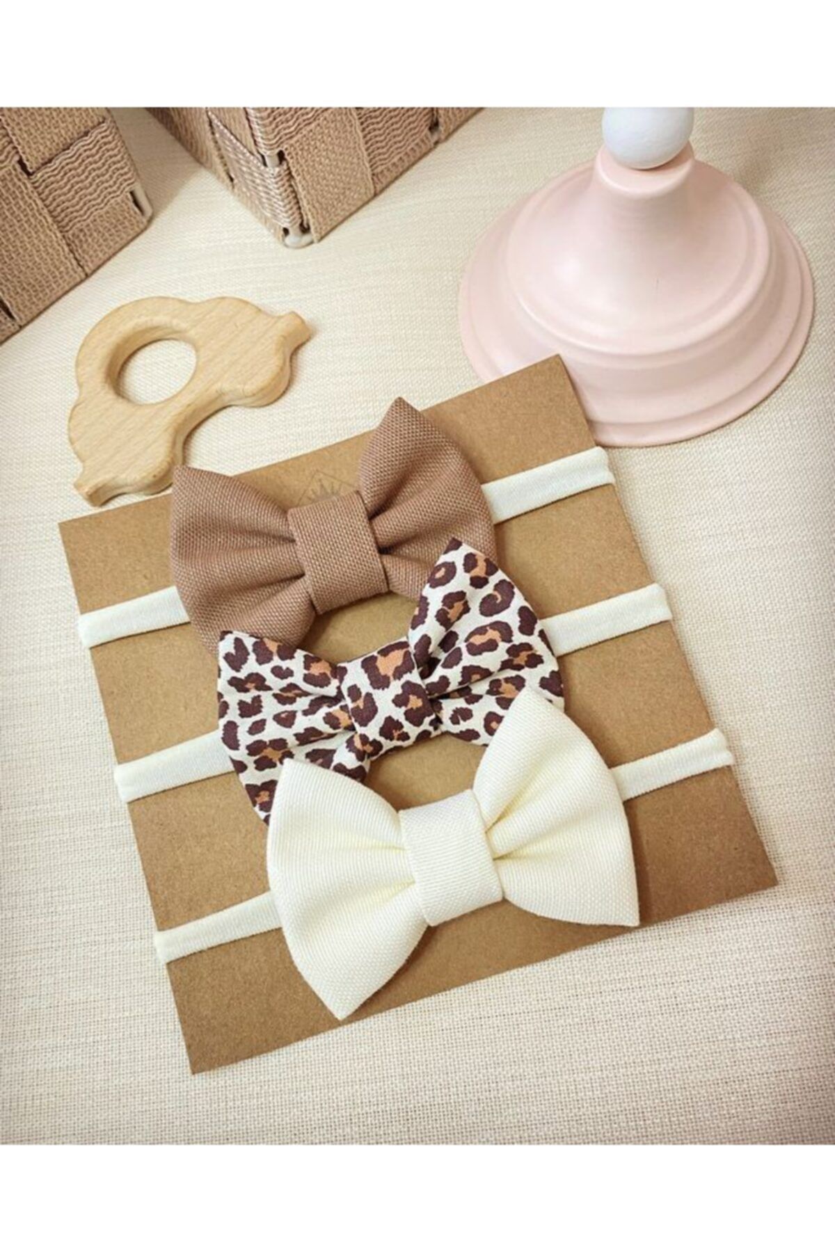 Derinkids 3 Lü Leopar Kahve Fiyonk Çocuk Bandana Seti