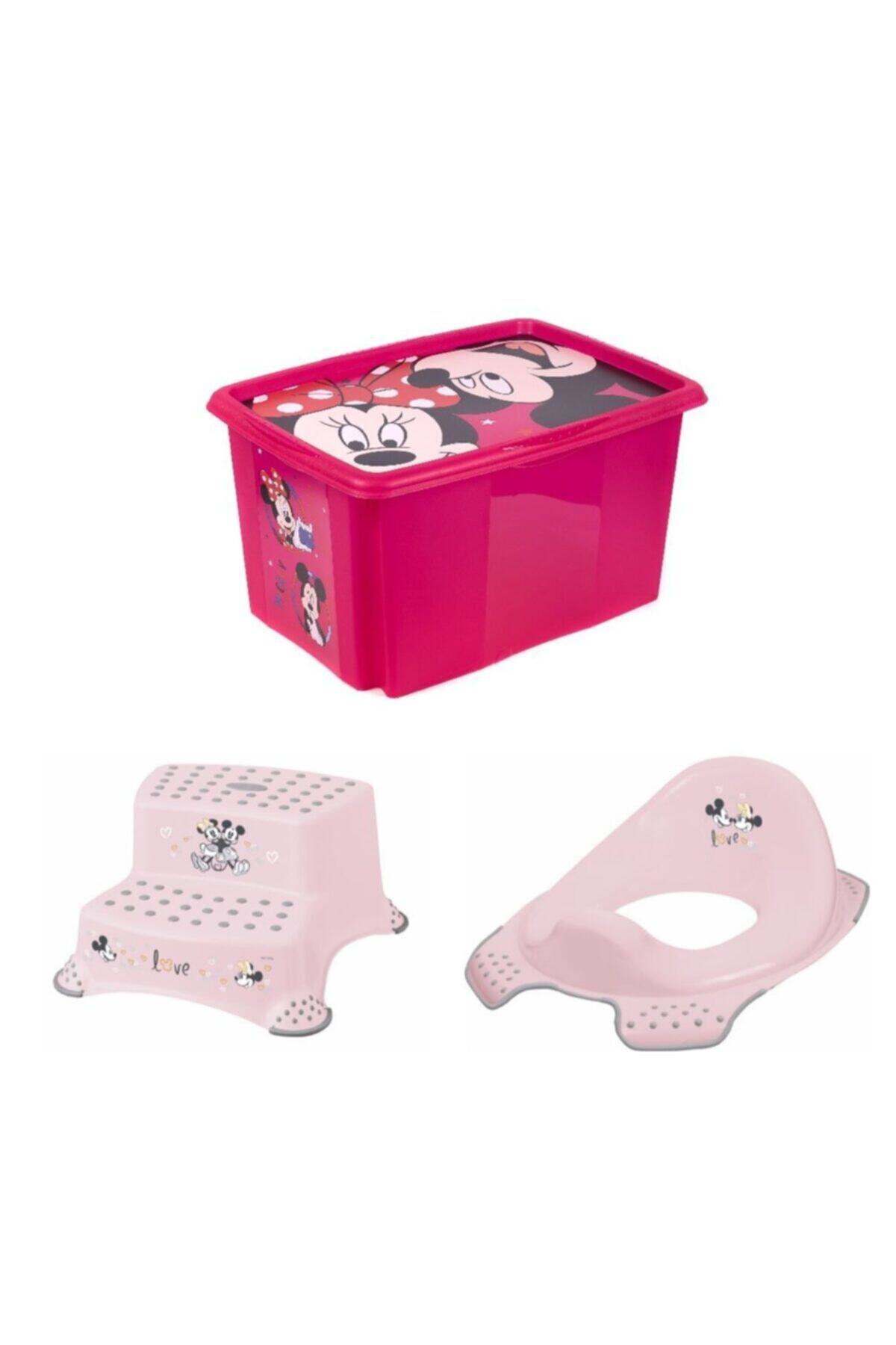 Keeeper Minnie Mouse Lisanslı Klozet Daraltıcı + Yükseltici + Saklama Kutusu Seti
