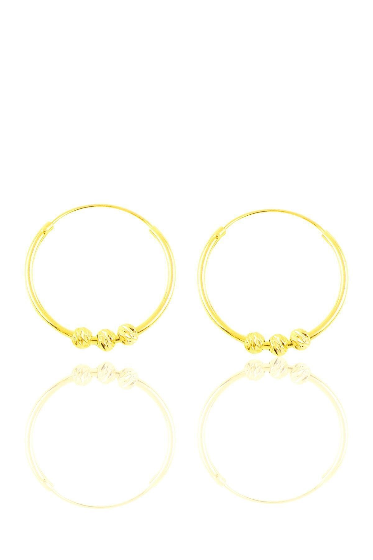 Söğütlü Silver Gümüş Altın Yaldızlı 18 Mm Dorica Halka Küpe