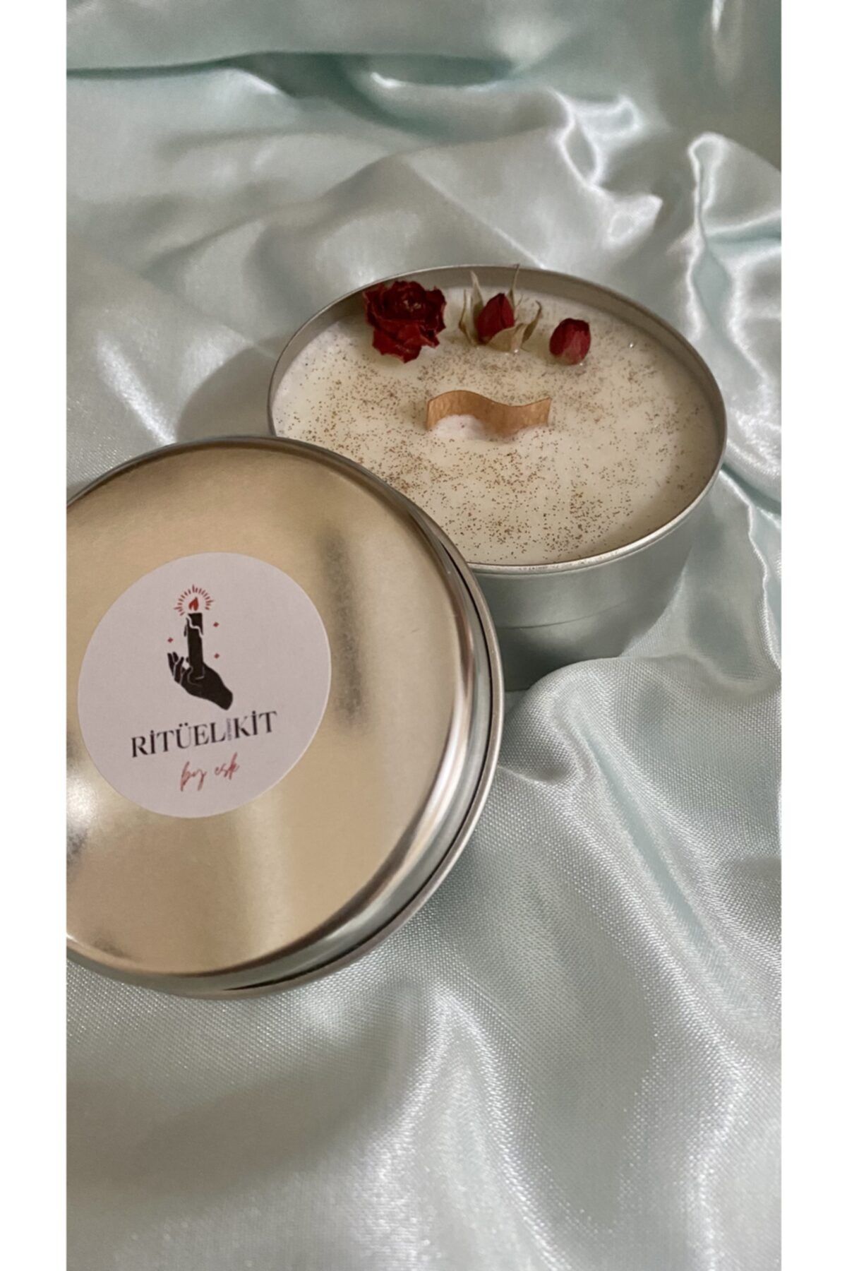 Ritüel Candles Kit By ESK Metal Kutuda Sandal Ağacı Kokulu Mum