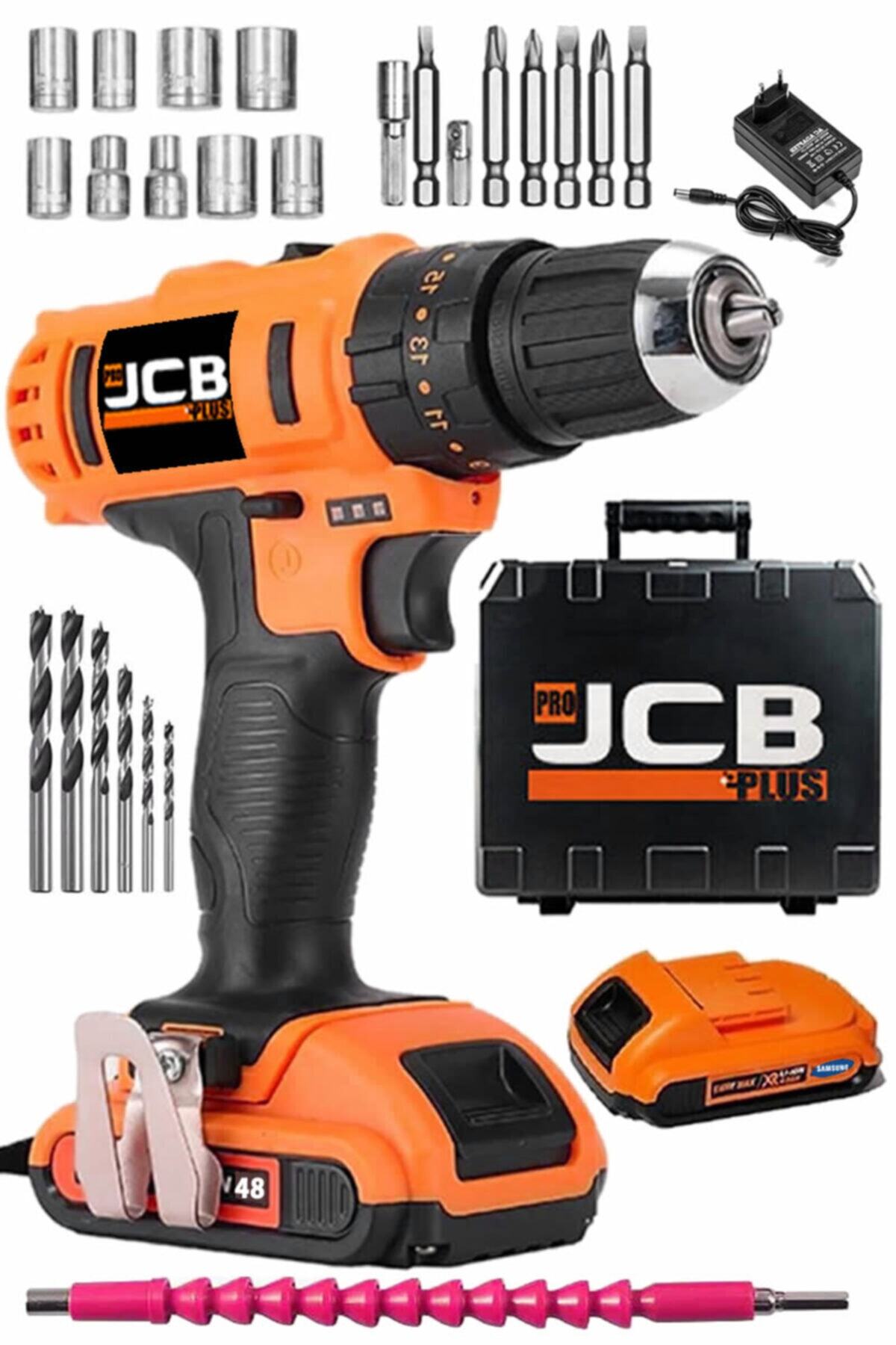 ProJCB Plus American X-drill 48v 6ah Li-ion Sjs Metal Şanzuman Çift Akülü Şarjlı Matkap 27 Parça Set