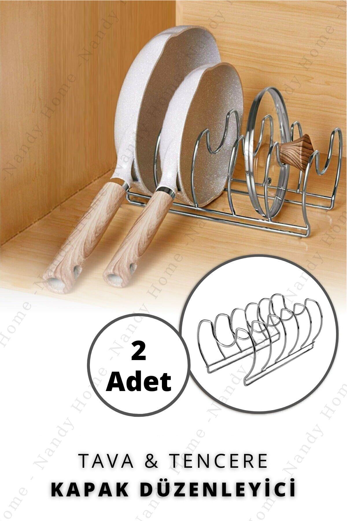 Nandy Home Metal Tava Ve Tencere Kapağı Düzenleyici 2 Adet Gri