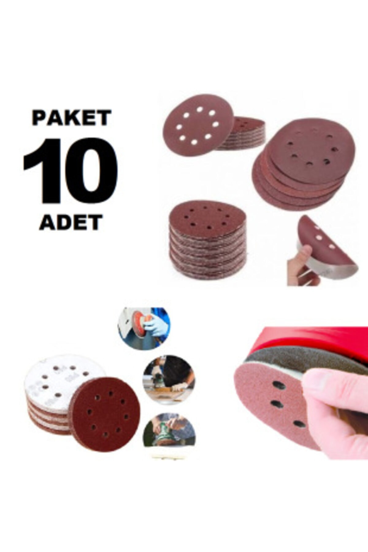 NiPower Ahşap Delikli Cırt Zımpara Kağıdı 125 Mm 180 Kum Paket 10 Adet