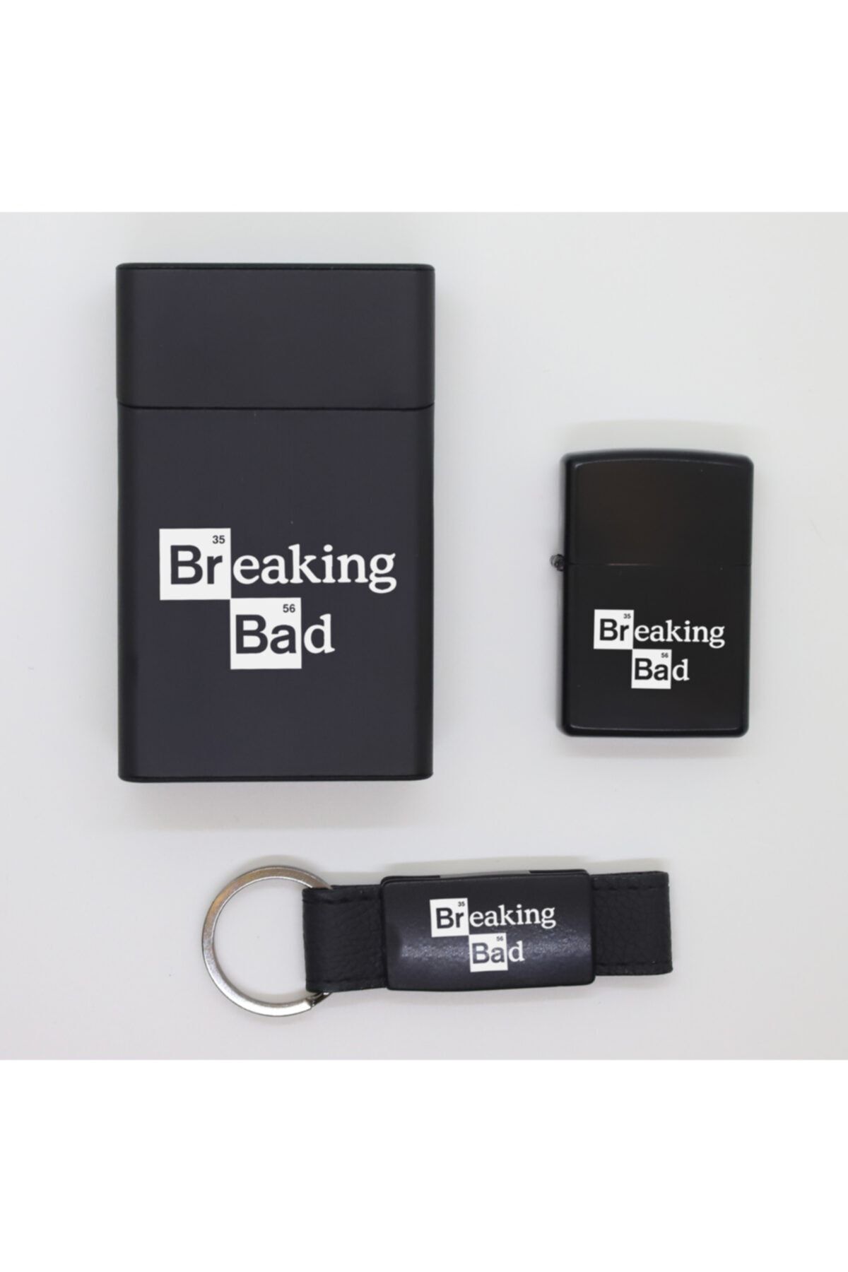 ELALAZER Breaking Bad Metal Sigara Kutusu  Zippo Çakmak Ve Anahtarlık Seti